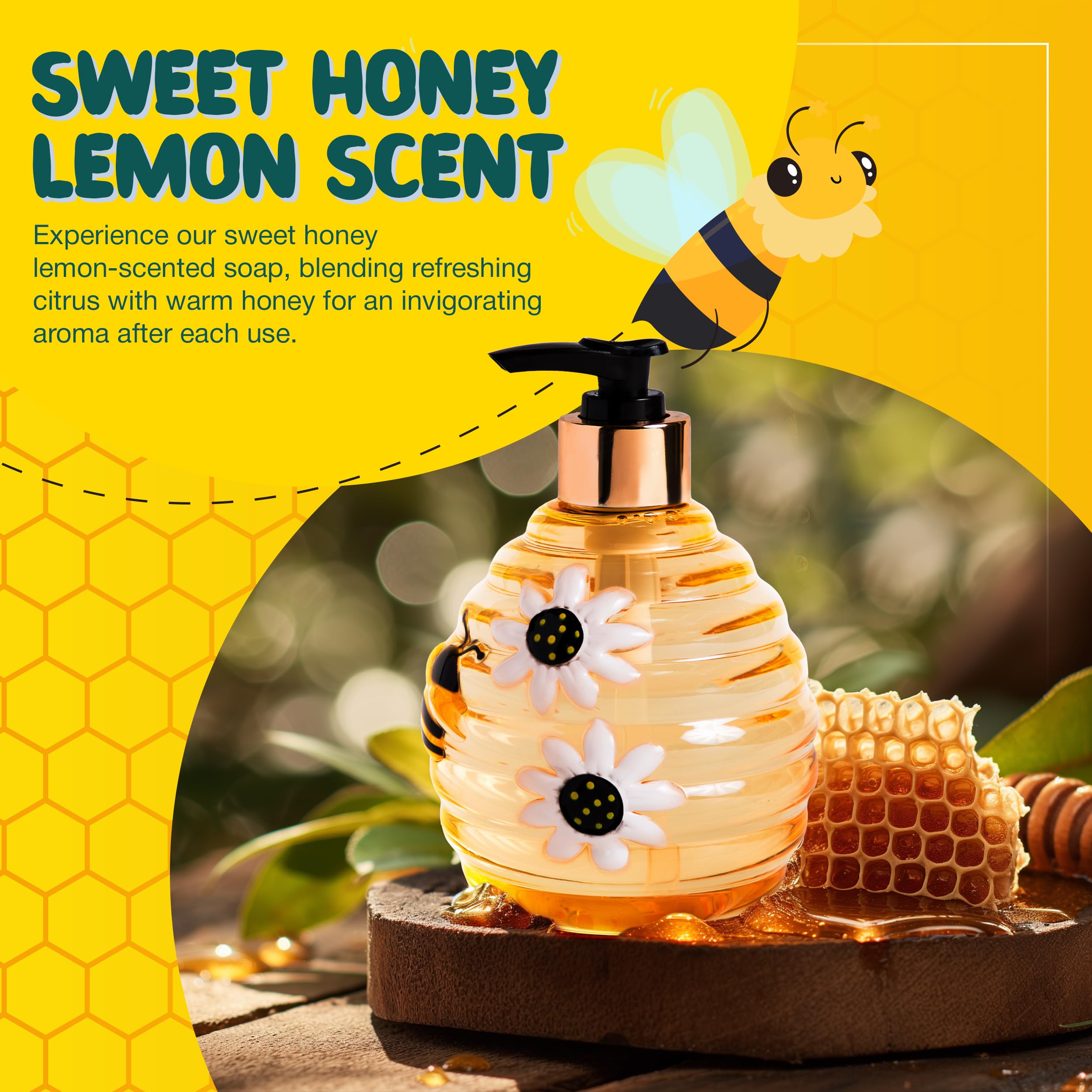 Simple Pleasures Beehive Soap Dispenser - Cute Hand And Dish Soap Dispenser For Kitchen And Bathroom D  Cor - Cool Liquid Soap D