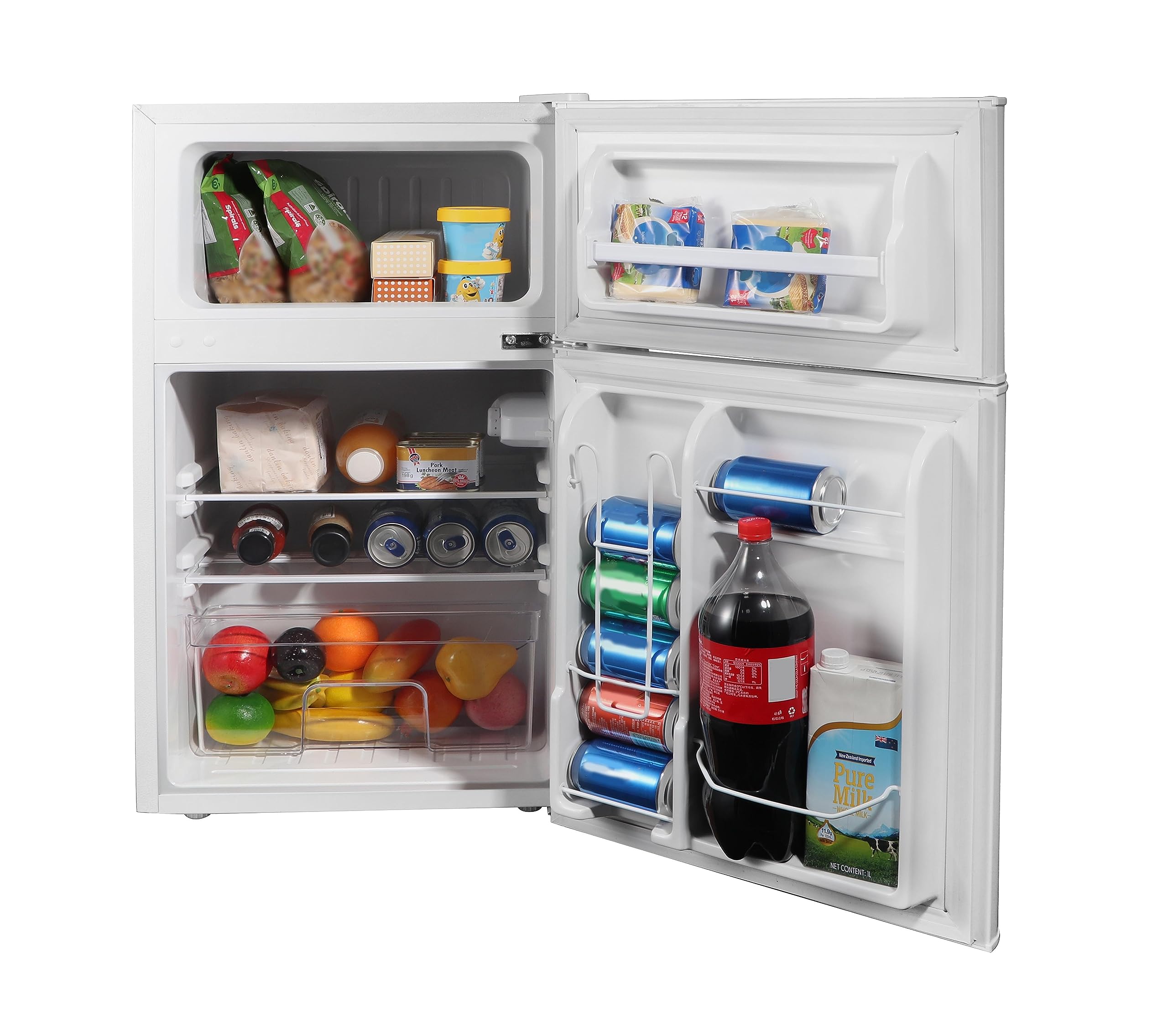 Emerson 3.2 Cu. Ft. Compact Dual Door Refrigerator: Ample Storage, Customized Temperature Control with Tru Freezer Compartment a