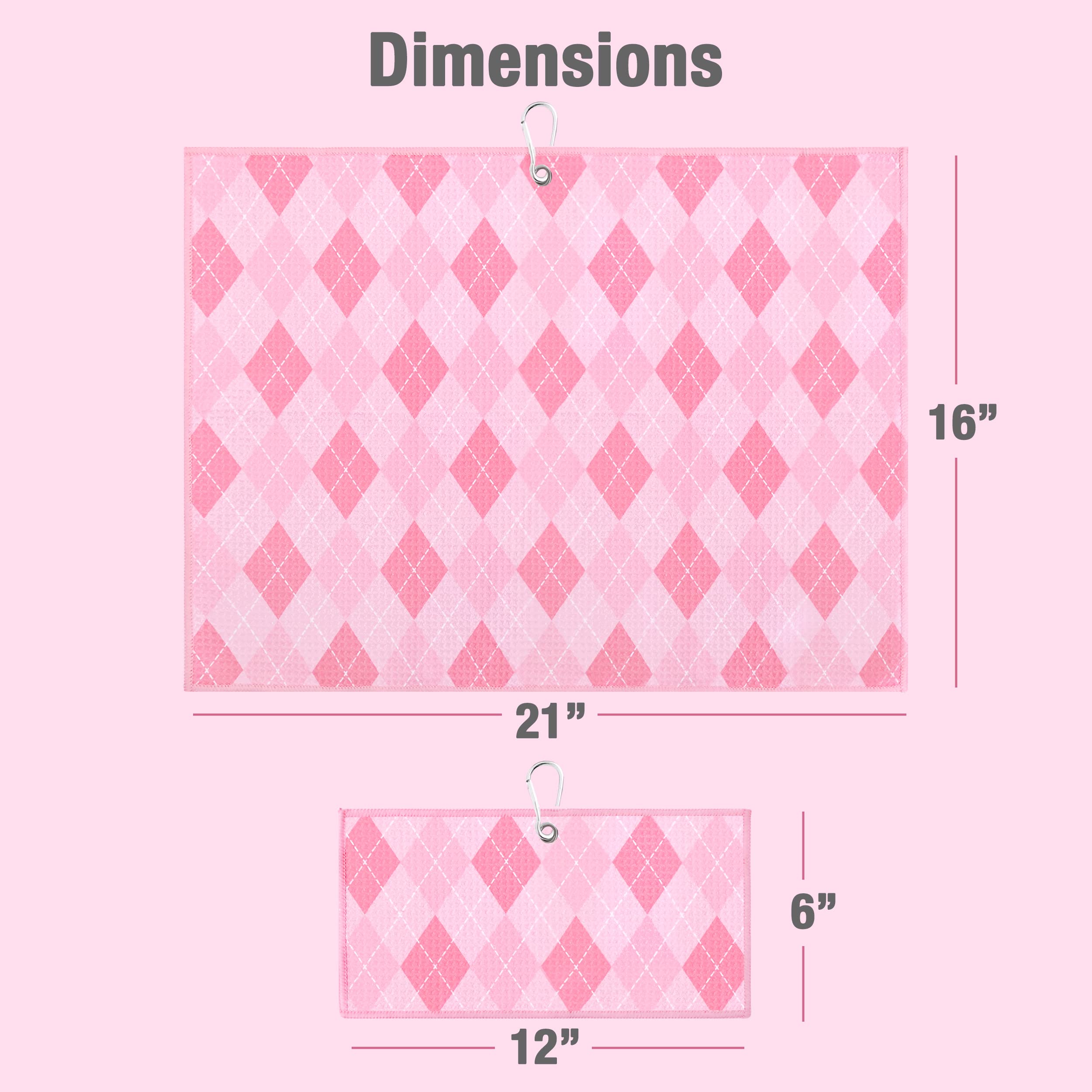Argyle Plaid Golf Towel with Clip for Women and Men  Microfiber Waffle and Ball Towels  Set of 2