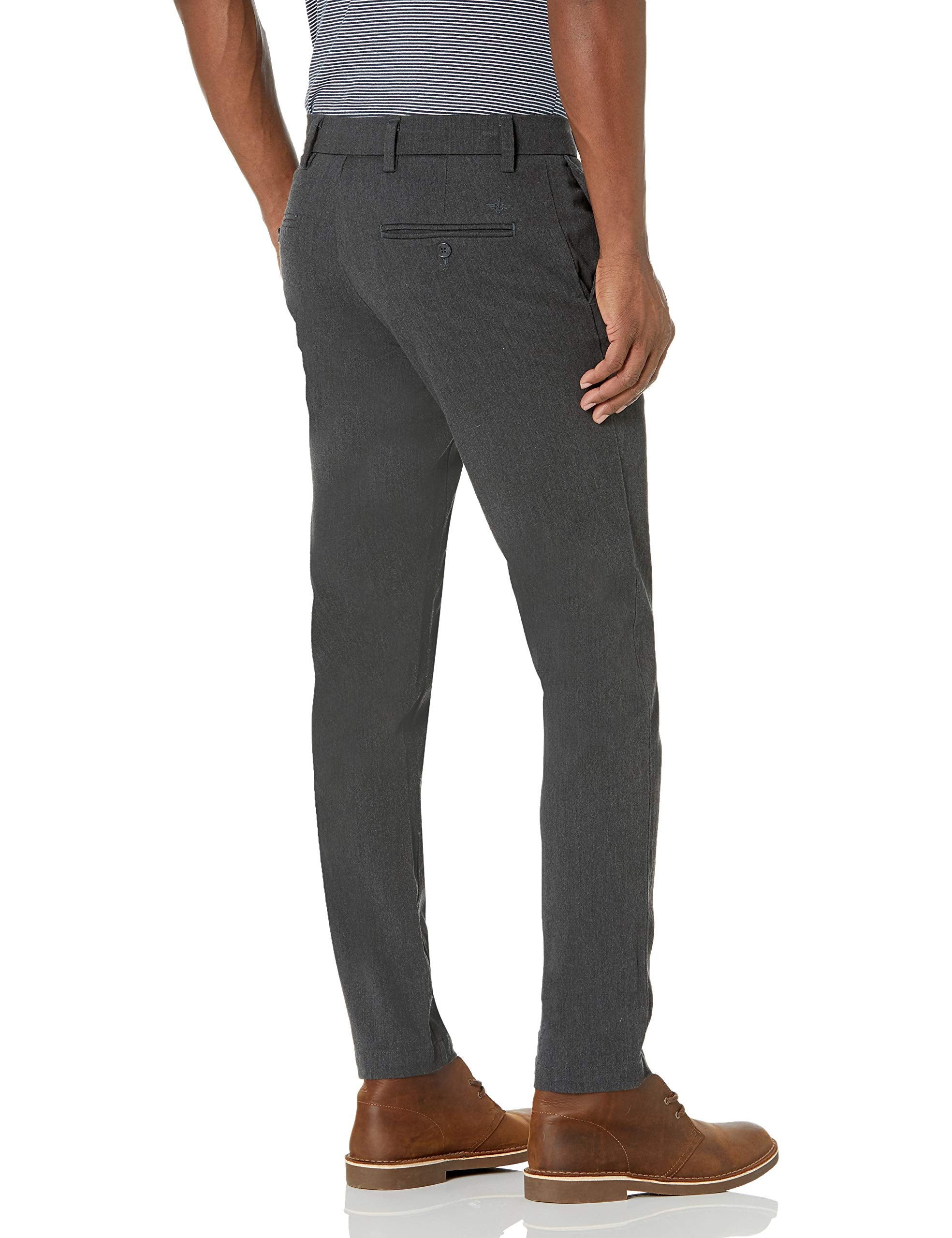 Dockers Mens Slim Fit Signature Khaki Lux Cotton Stretch Pants, Charcoal Heather, 31W X 32L