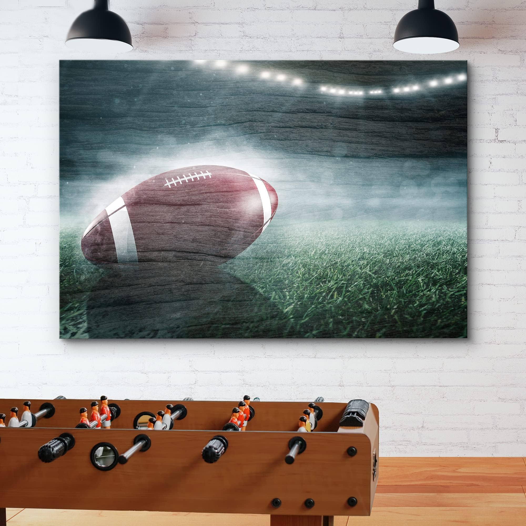 Wall26 Canvas Print Wall Art Wood Panel Effect Tournament Football Stadium Boys Room Decor Sports Fitness Photography Realism De