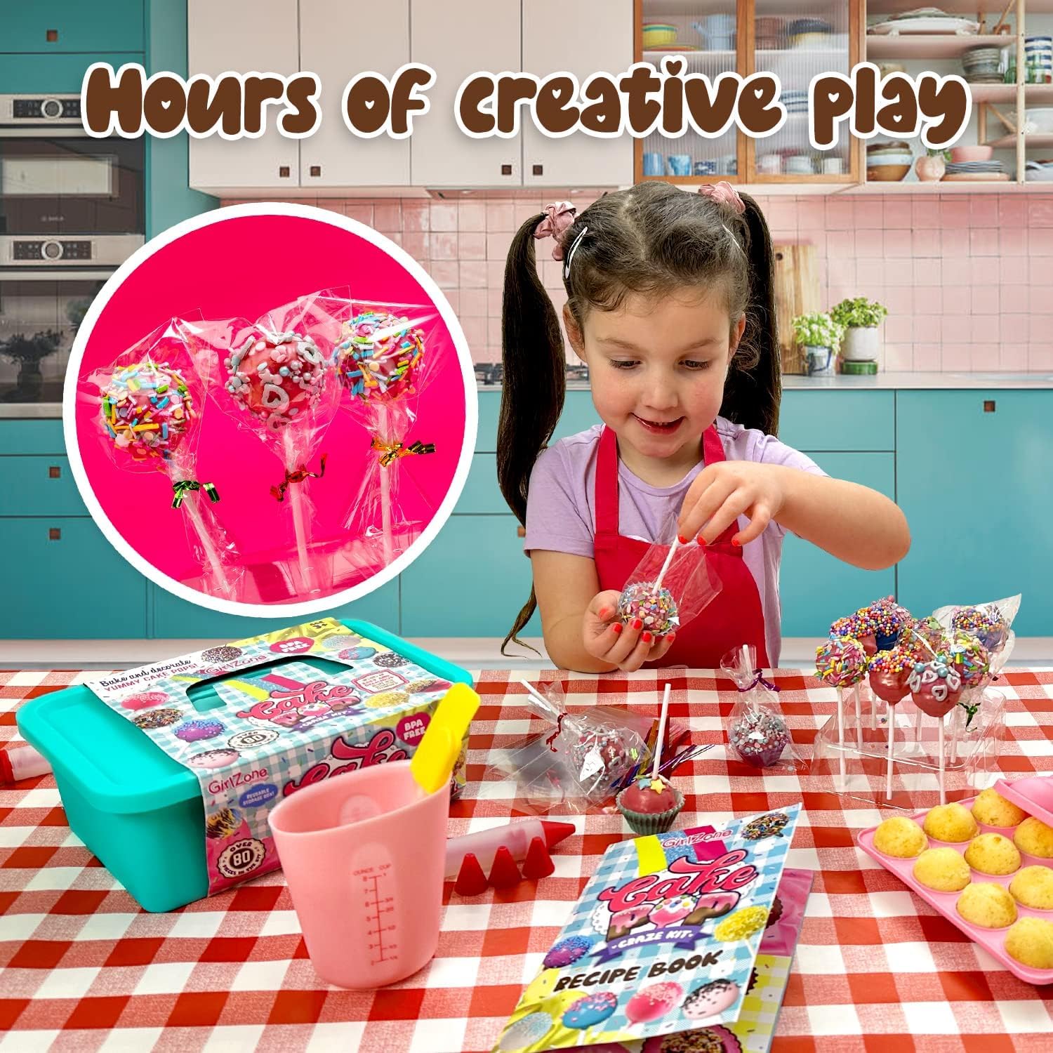 GirlZone Cake Pop Craze Kit - Kids Baking Set for Ages 10-12, Plastic Mold, Stand, Gifting Bags, Decorating Pen, Clear Color