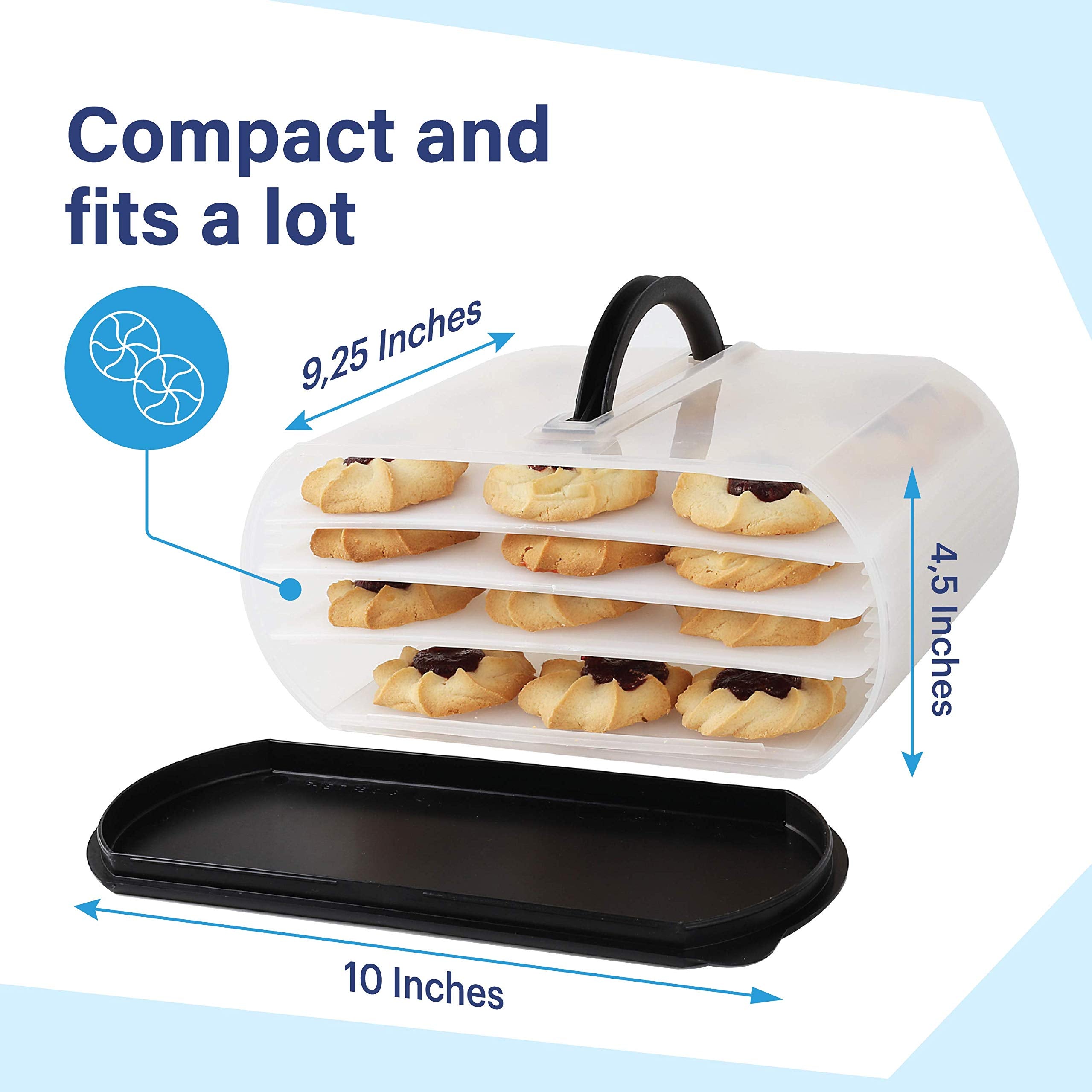 Cookie And Cake Carrier Container With Handle And Lid 4 Trays Cupcake Storage Transport Holder Box 2 Devil Eggs Trays Included