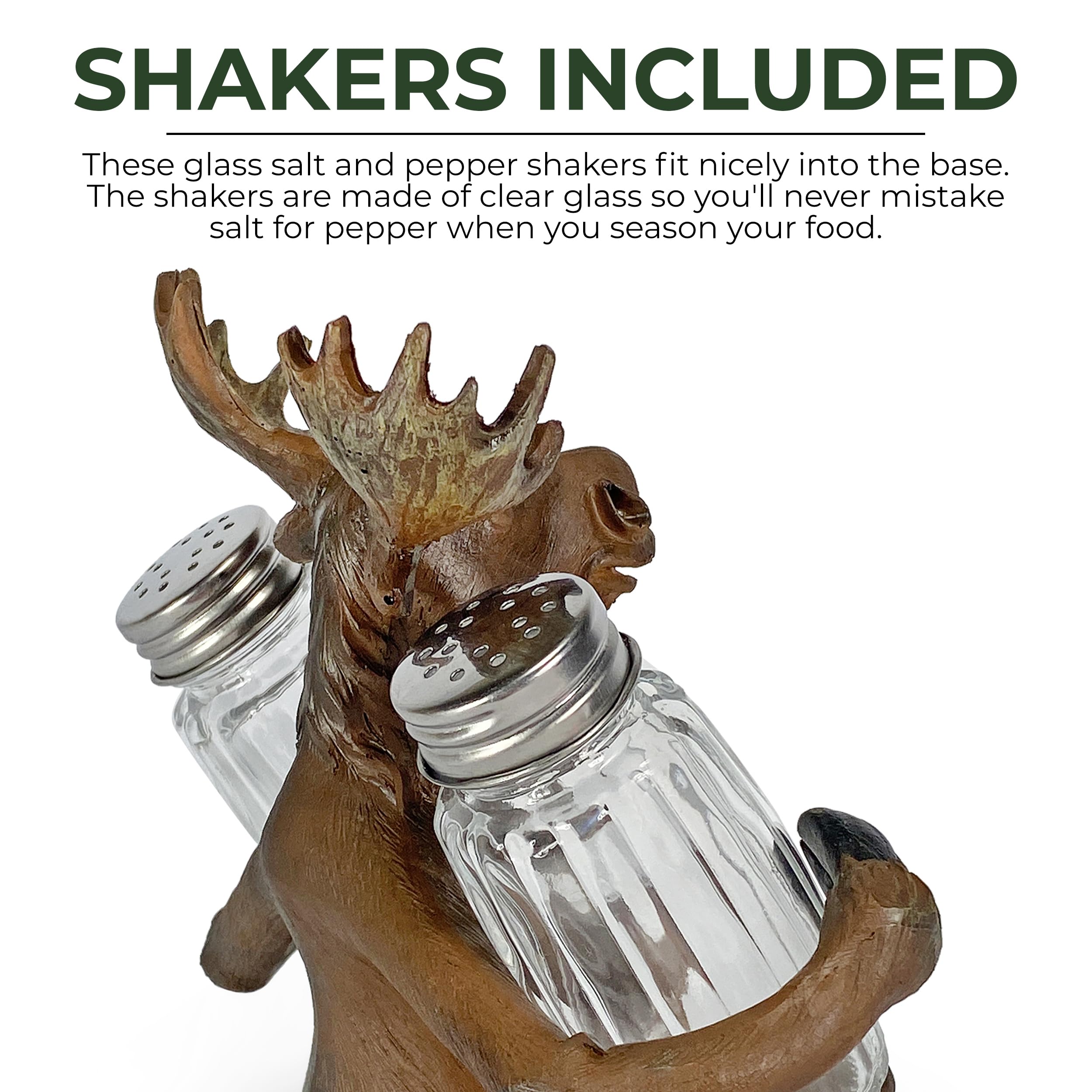 Rivers Edge Products Salt And Pepper Shakers Set, Unique Poly Resin And Glass Spice Dispenser, Novelty Kitchen Counter Decor, Bu