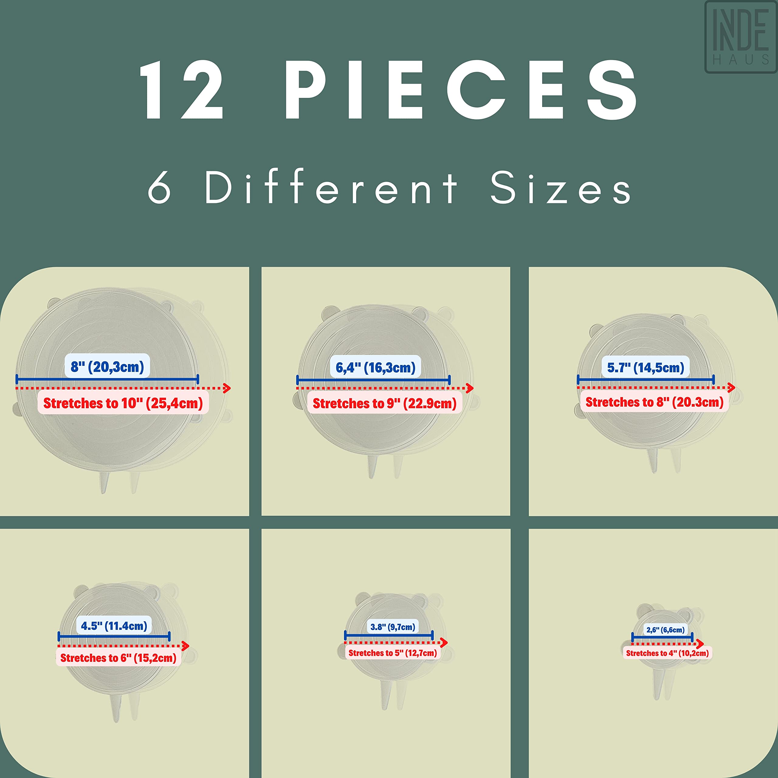 Silicone Stretch Lids - 12 Pieces Reusable Food Covers - Various Sizes Silicone Lids For Food Storage - Microwave, Dishwasher, F