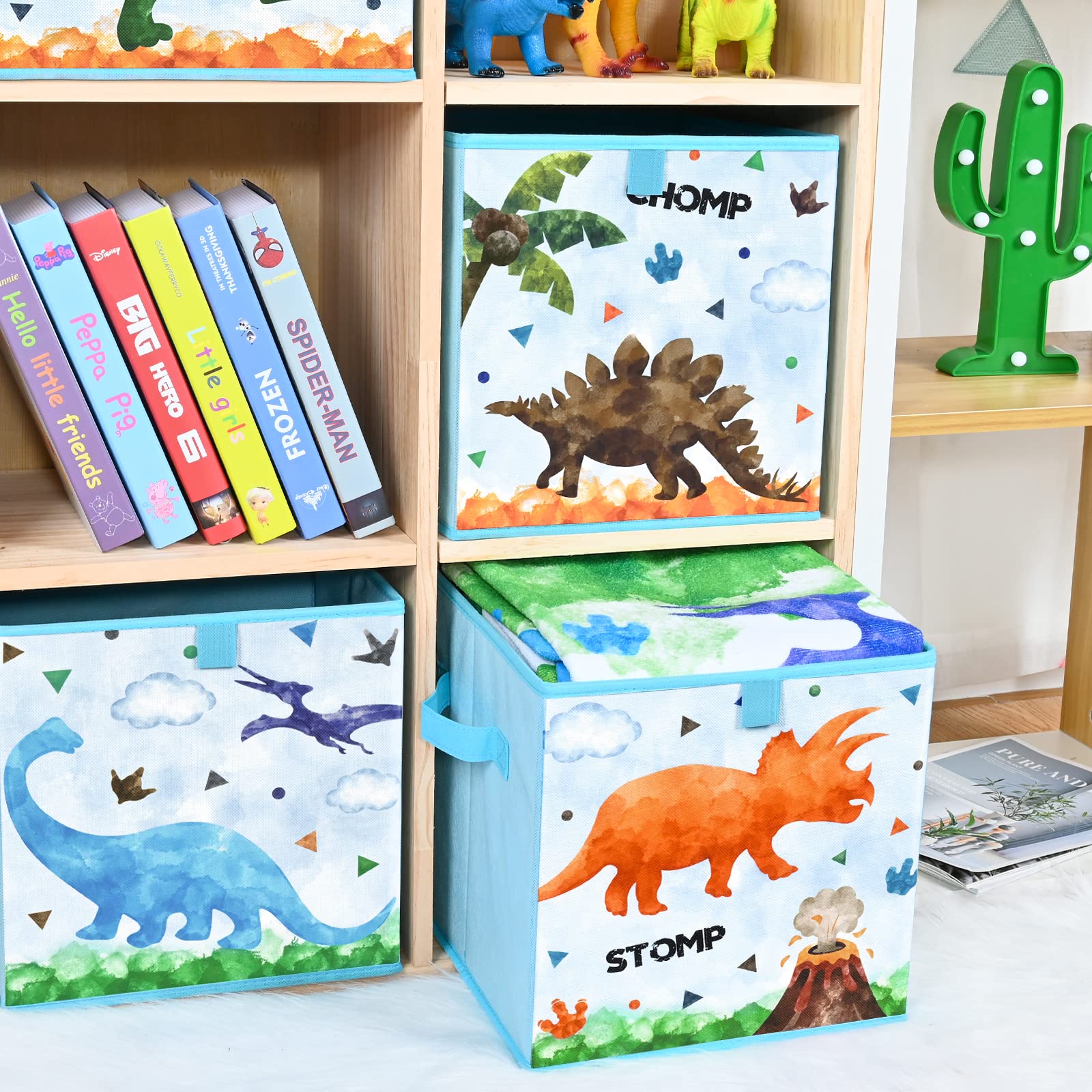 Wernnsai Cube Storage Bins - 4 Pack Fabric Foldable Storage Cube Organizer For Kids Decorative Storage Baskets With Handles 11''