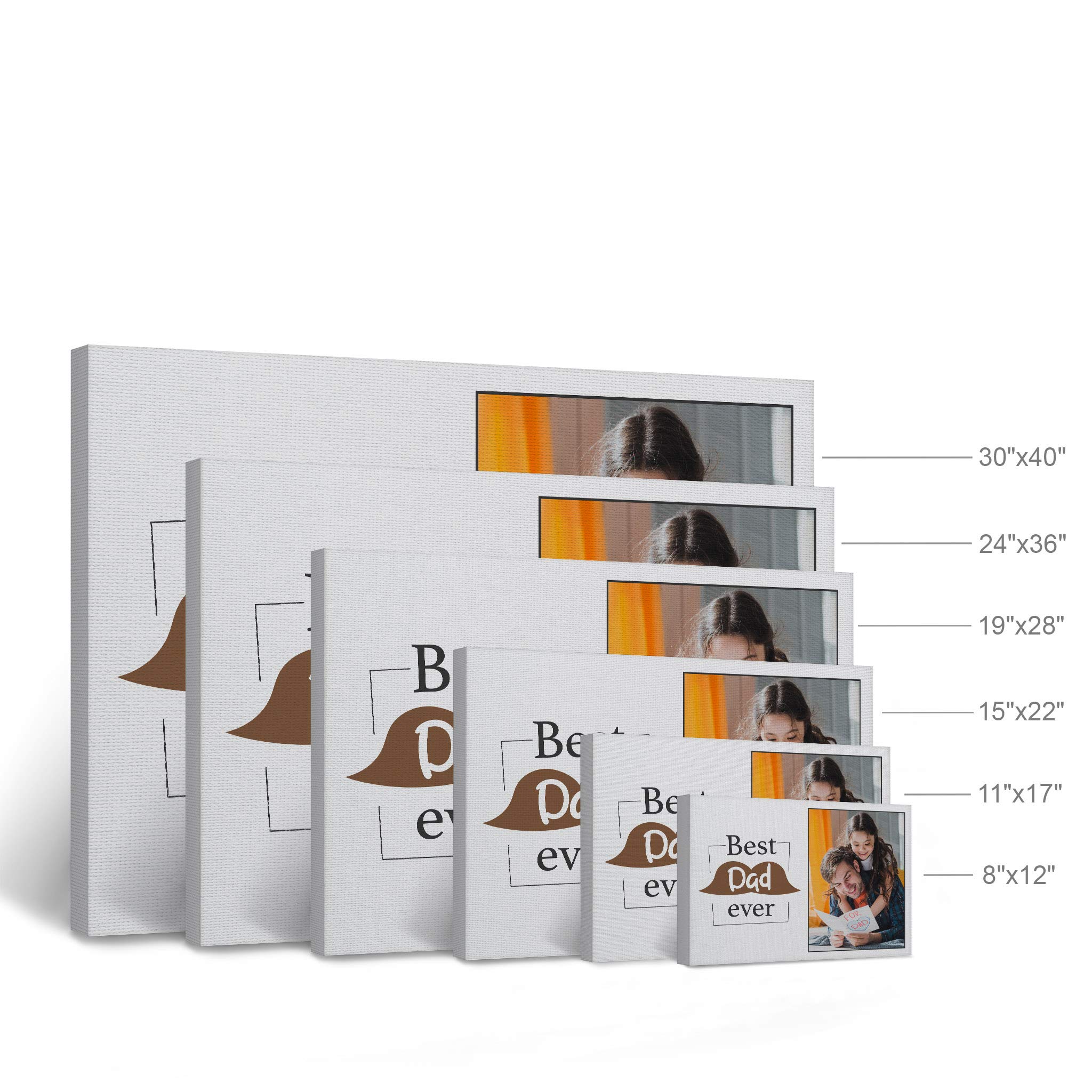 Smile Art Design Custom Photo Print Canvas Print with Your Photo Personalized Photo Best Dad Ever Quote Personalized Gifts for Dads 15x22 inches