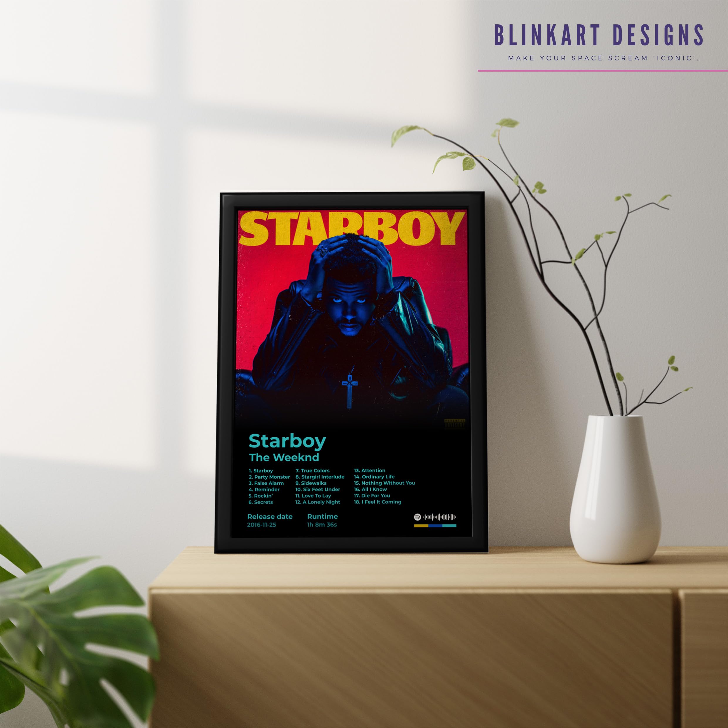 Blinkart The Weekend(Star Boy)Music Album Songs Hanging Photo Frame Poster (13*10 Inch)Wall Print Decor For Home Bedroom Living