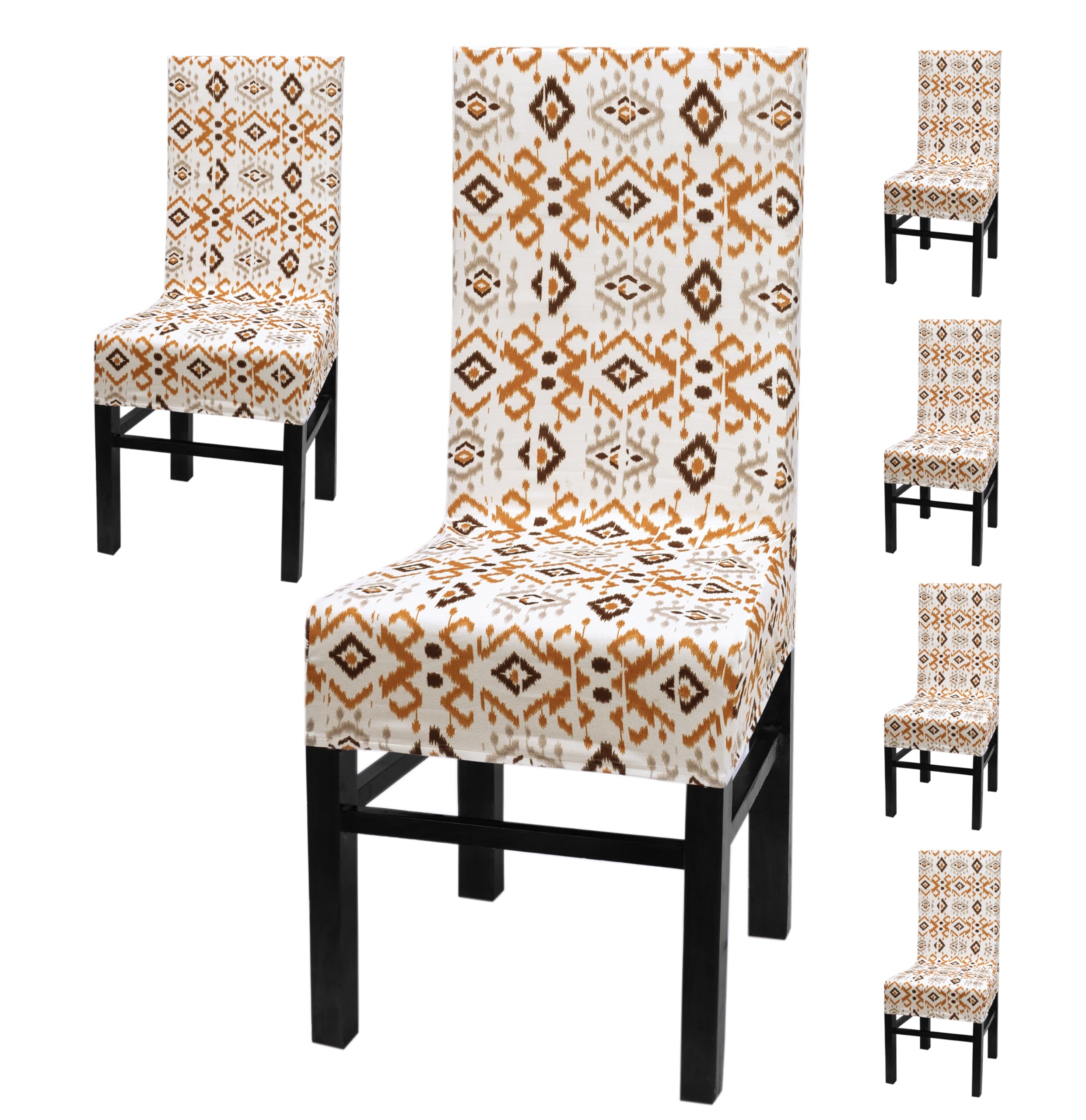Yellow Weaves Elastic Stretchable Dining Chair Cover, Removable Washable Elastic Floral Printed Dining Chair Covers (Set Of 6, I