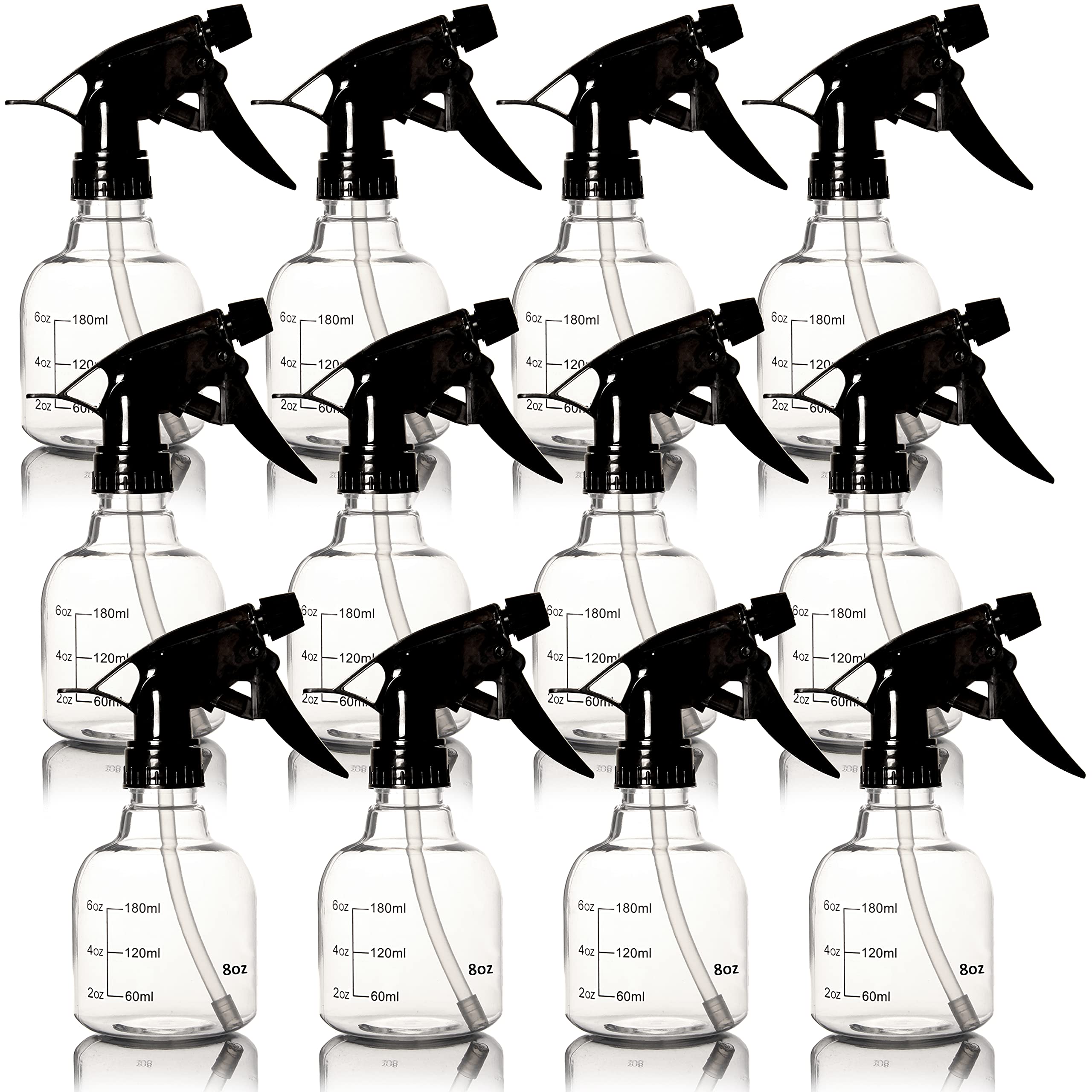 Youngever 12 Pack Empty Plastic Spray Bottles, Spray Bottles For Hair And Cleaning Solutions (12 Ounce)