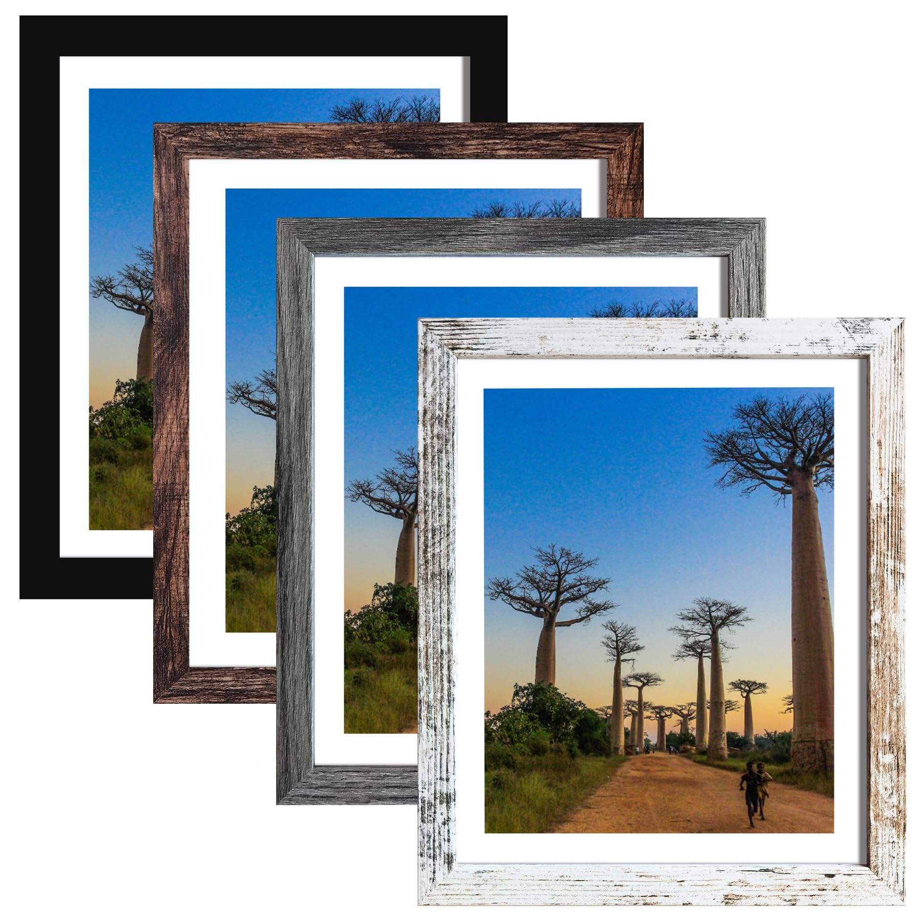 SESEAT 8x10 Picture Frames with Mat Photo Frames 4 Packs for Tabletop or Wall, Mix Multi Color
