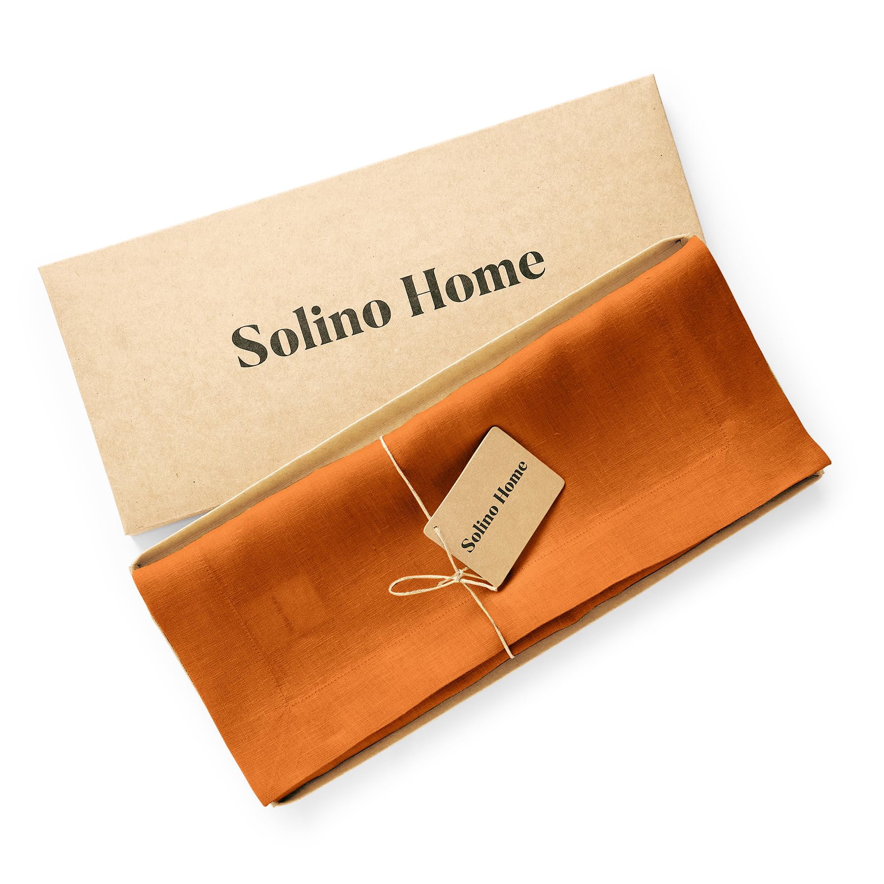 Solino Home Linen Pumpkin Table Runner 36 Inch - 100% Pure Linen Prewashed Short Table Runner 14 X 36 Inch Ideal For Dresser And