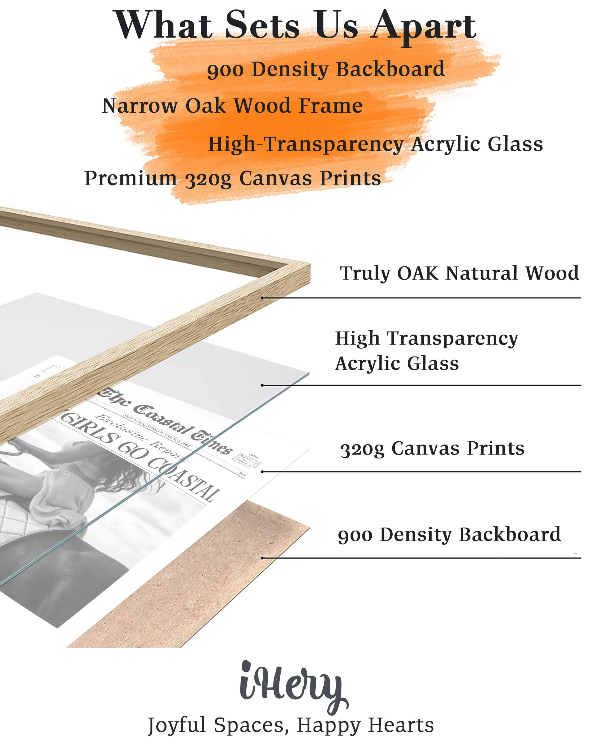 Ihery Cowgirls Go Coastal Framed Newspaper Canvas Wall Art,Natural Oak Wood 12X16In Wall Decor For Bedroom, Trendy Western Horse