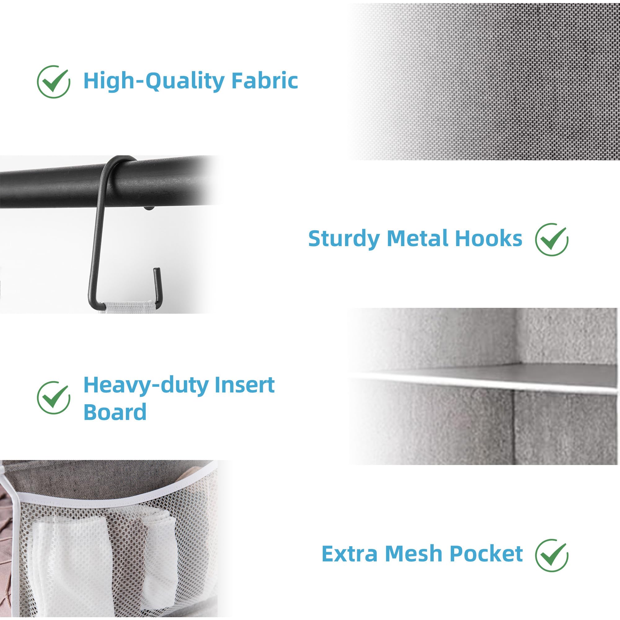 Storageworks 6-Shelf Jumbo Hanging Closet Organizers, Two 3-Shelf Separable Closet Hanging Shelves, Gray, Canvas, 13 '' D X 15 '