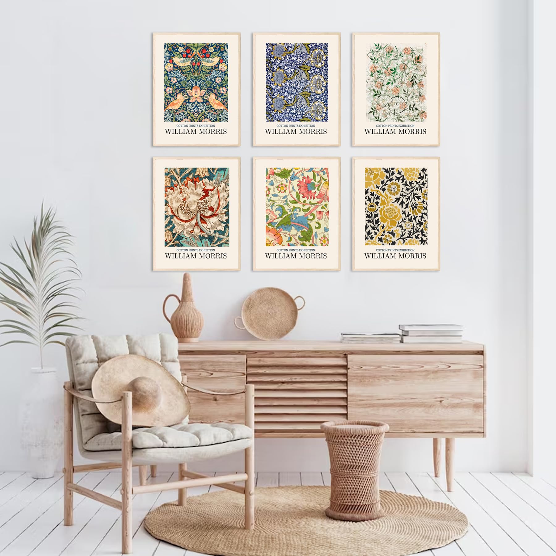 William Morris Wall Art Prints, Vintage Famous Artist Paintings William Morris Posters Set, William Morris Flower Market Gallery
