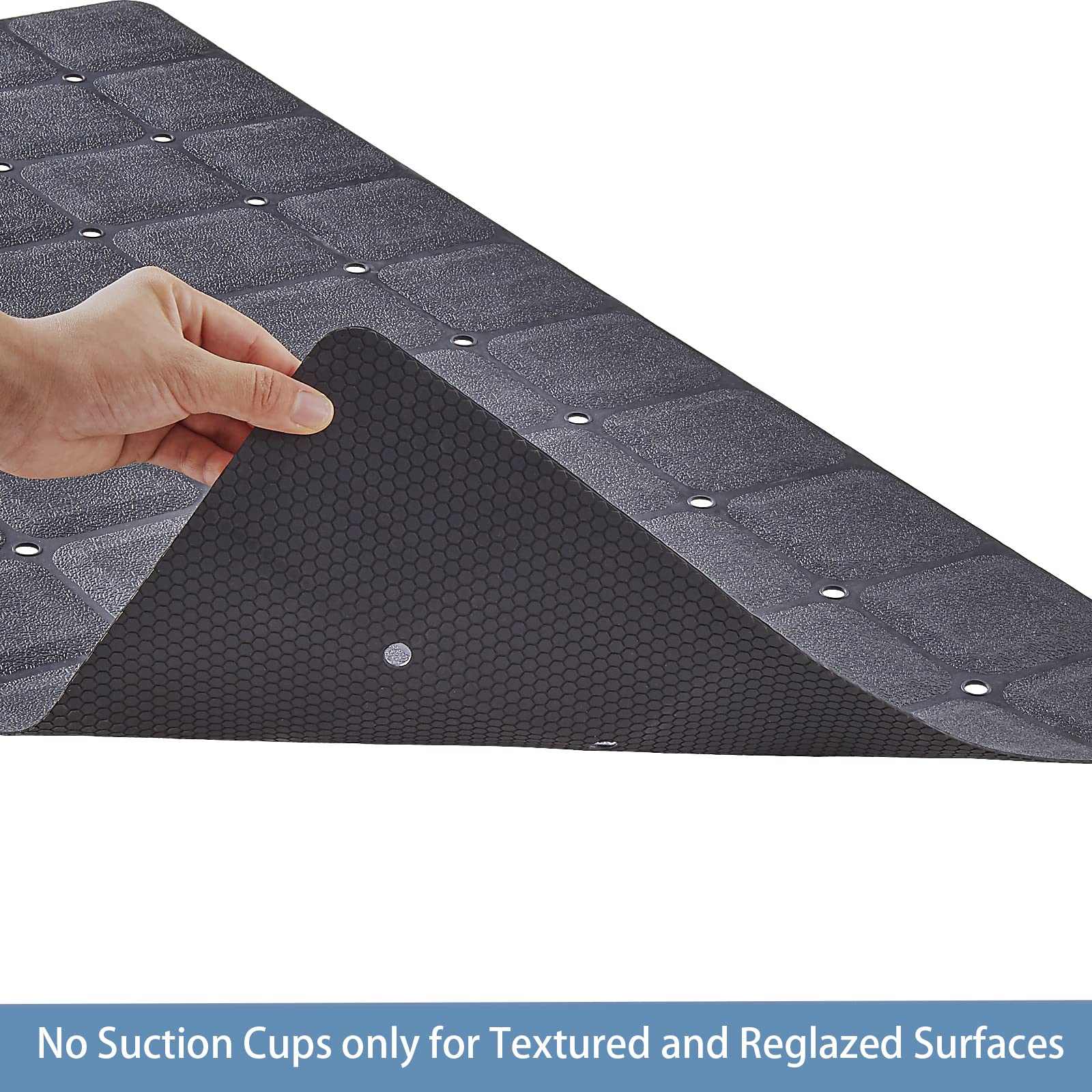 Webos Foldable Silicone Bathtub Mat: Jumbo Size Heavy Duty Safety Bath Mat For Tub Without Suction Cups Non Slip Bath & Shower M