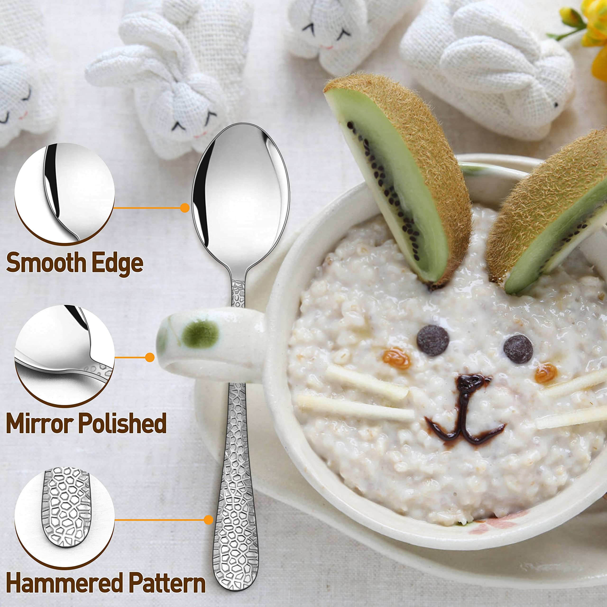 9-Piece Stainless Steel Kids Spoons, HaWare Toddler Flatware, Kids Silverware Preschooler Utensils, Baby Spoons for Self Feeding
