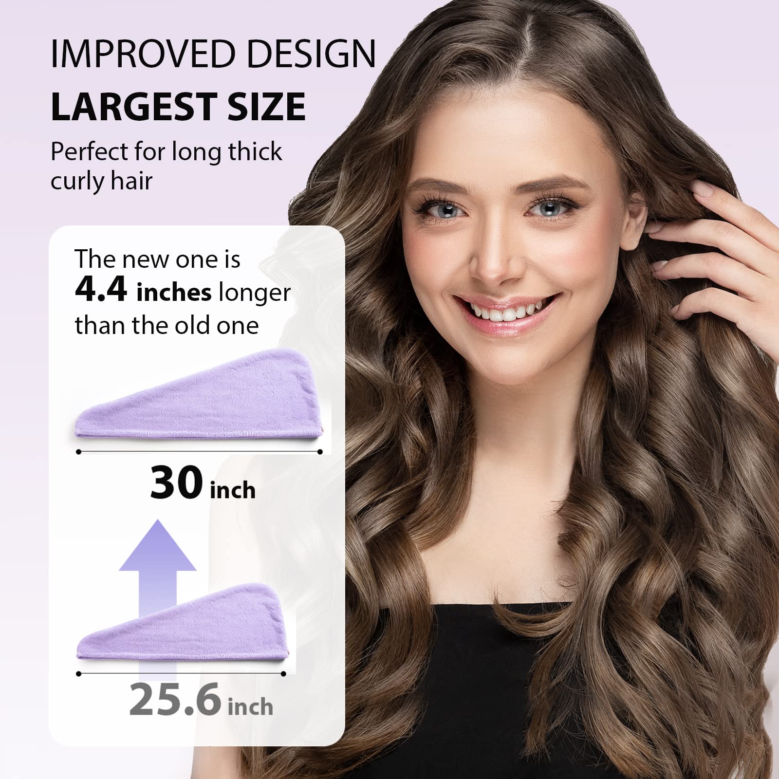 YFONG Larger Microfiber Hair Towel Wrap for Women, Purple, 30'' X 10.2''