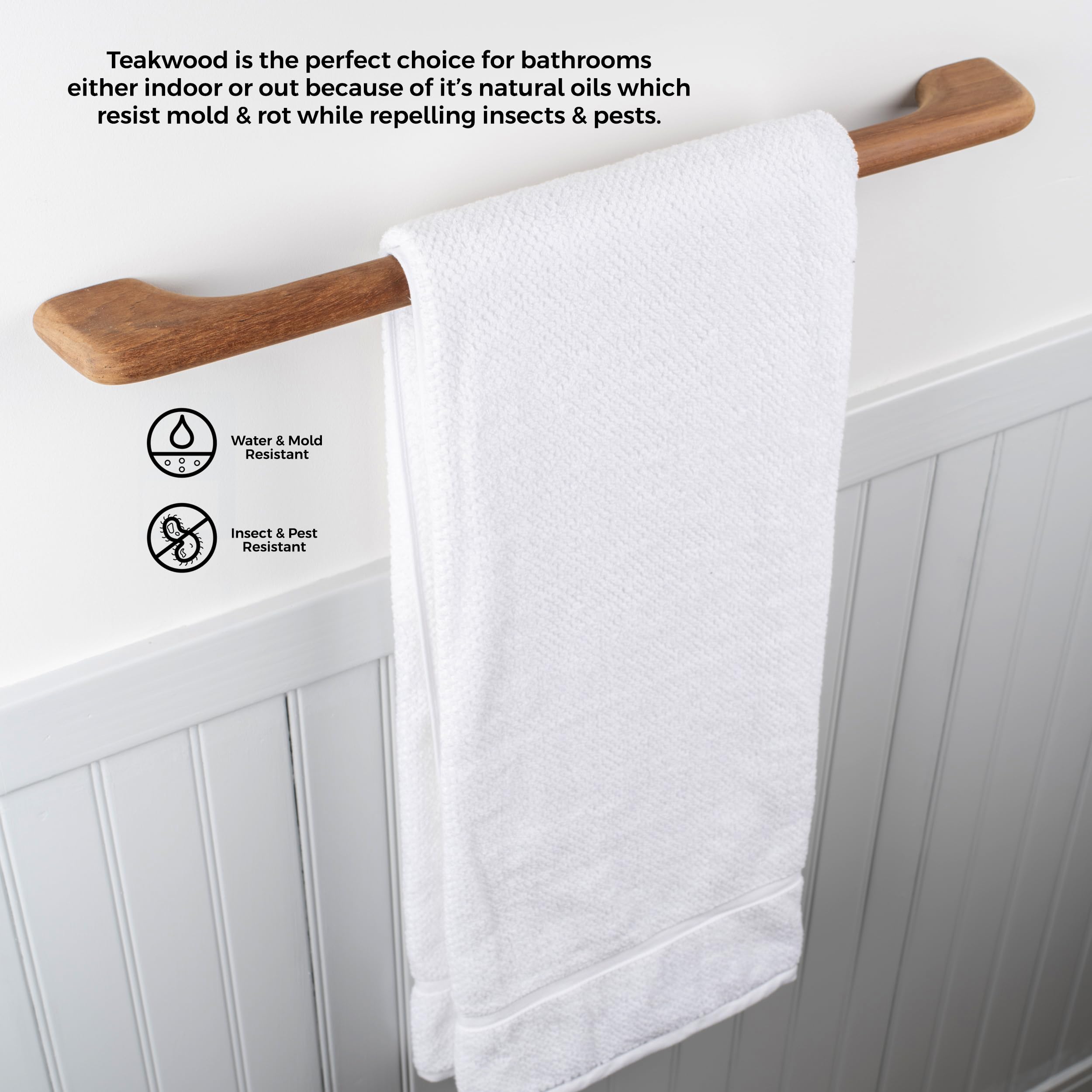 Whitecap 62332 Teak Long Towel-Bar, Beige