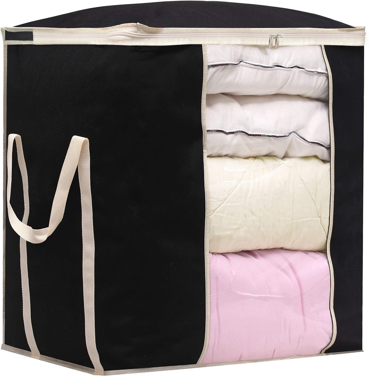 MISSLO King Comforters Storage Bag 120L for Blankets Clothes Sweaters Beddings Organizer with Reinfored Handles Non-Metal Fabric