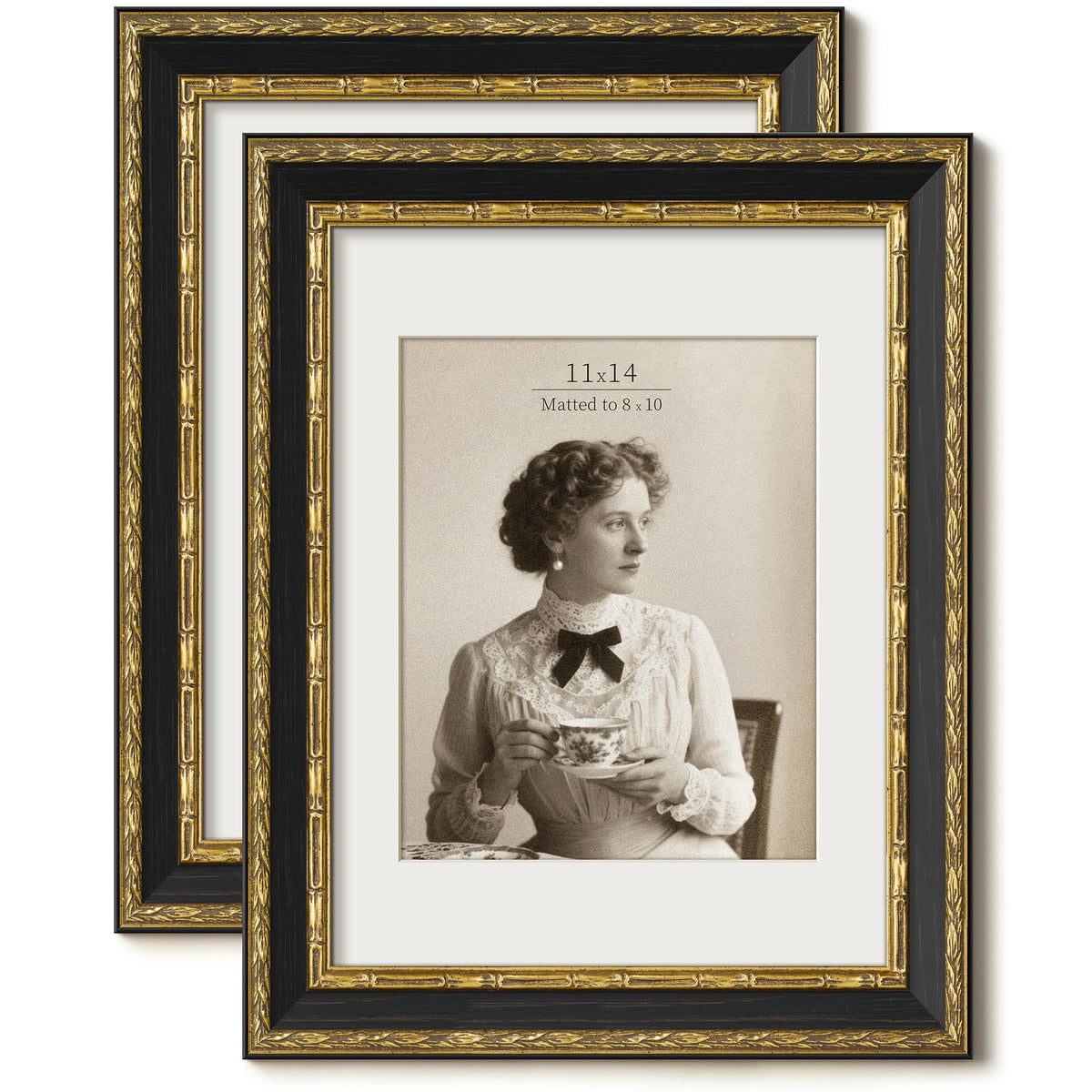 FrameMind Vintage 8x10 Picture Frame, Ornate Antique Gold 8x10 Frame w ...