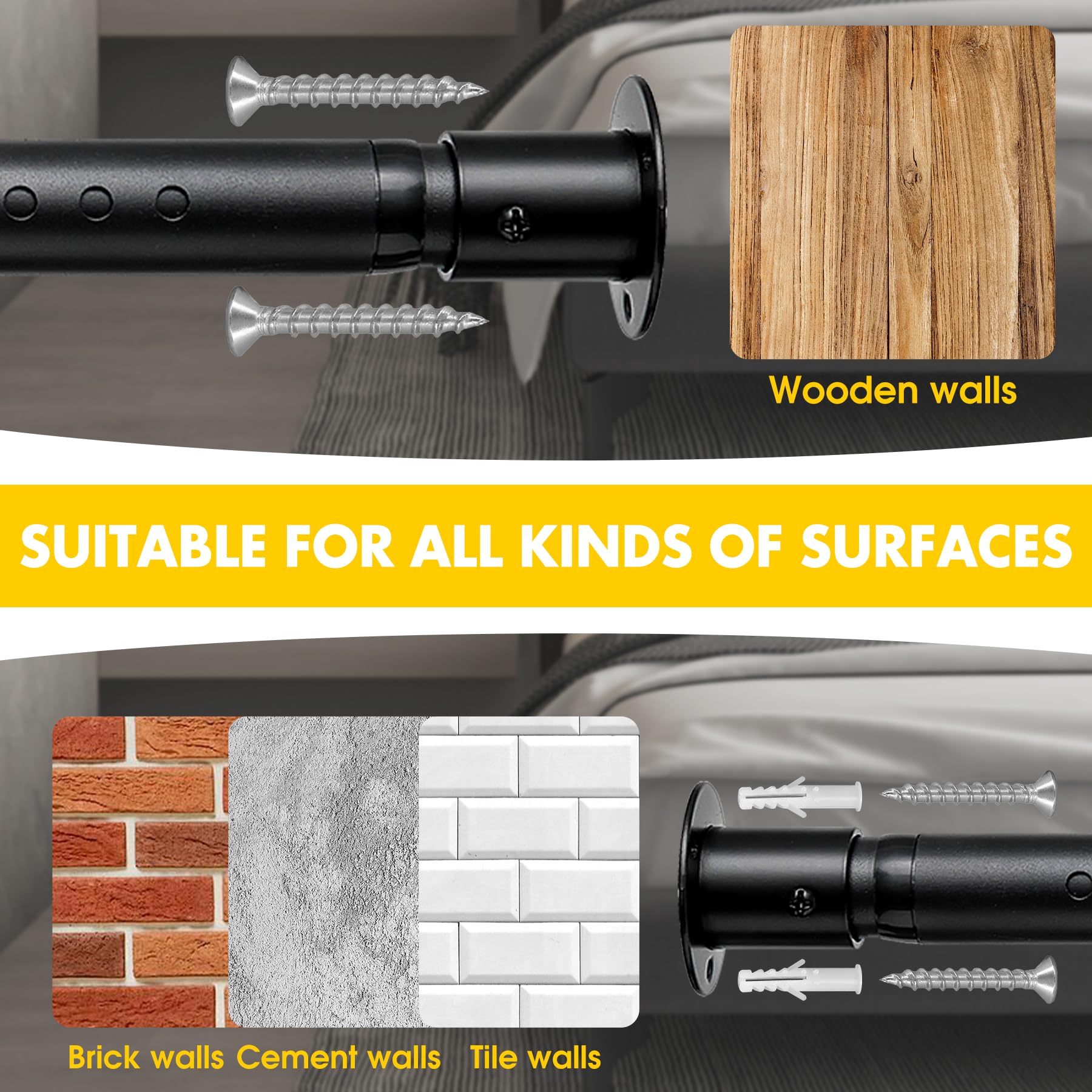 Closet Rods For Hanging Clothes, 17 To 82 Inch Adjustable Closet Rod Heavy Duty Closet Hanging Rod Metal Closet Garment Organize