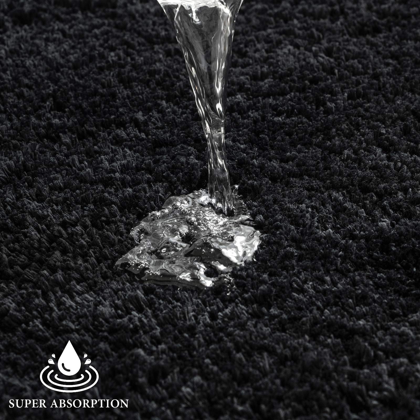 Miulee Microfiber Bathroom Rugs And Mats Sets 2 Pieces Extra Thick Non Slip Bath Mat And U-Shaped Contour Toilet Rug For Bath Ro