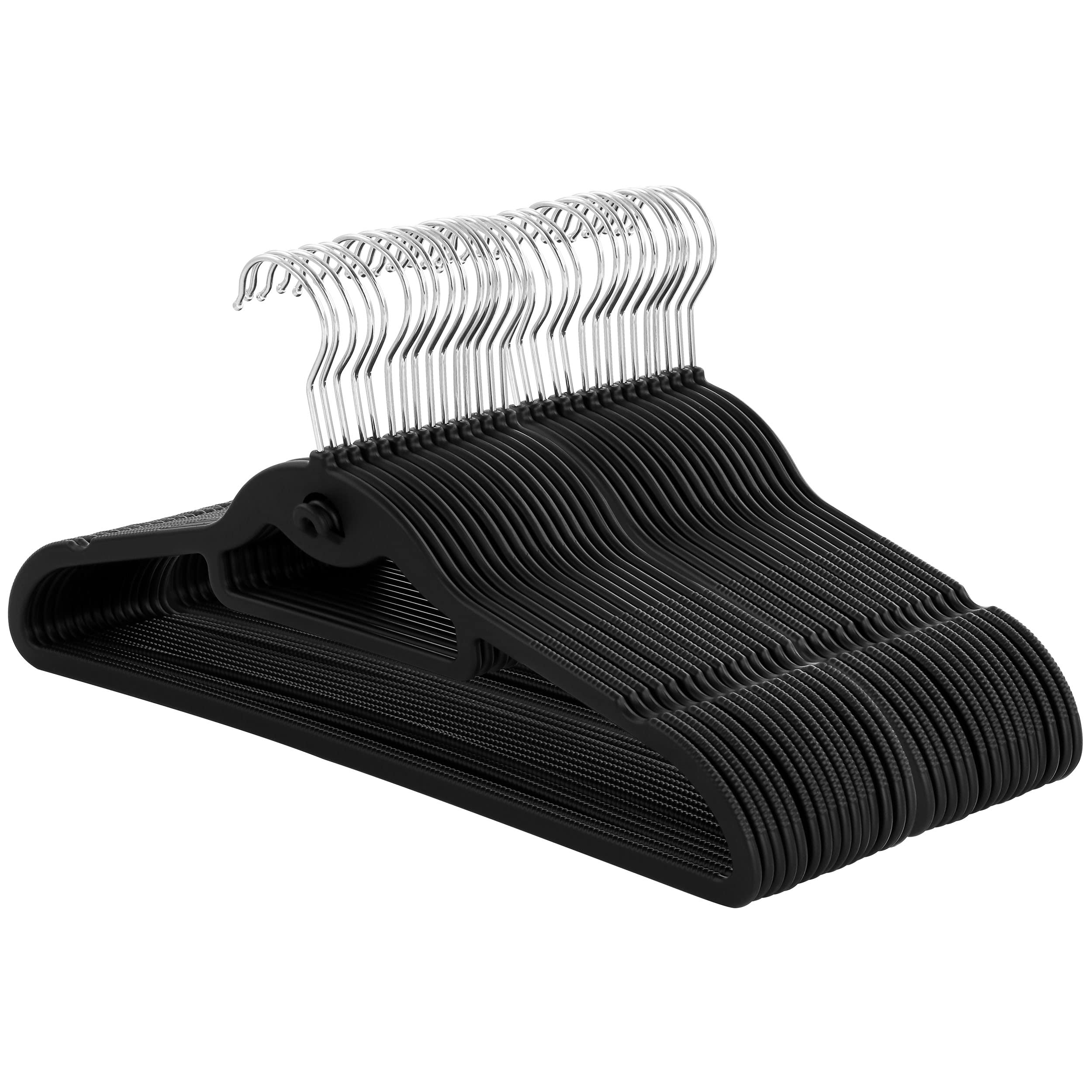 Elama Home 30 Piece Rubber Non Slip Hanger With Hanging Tab In Black