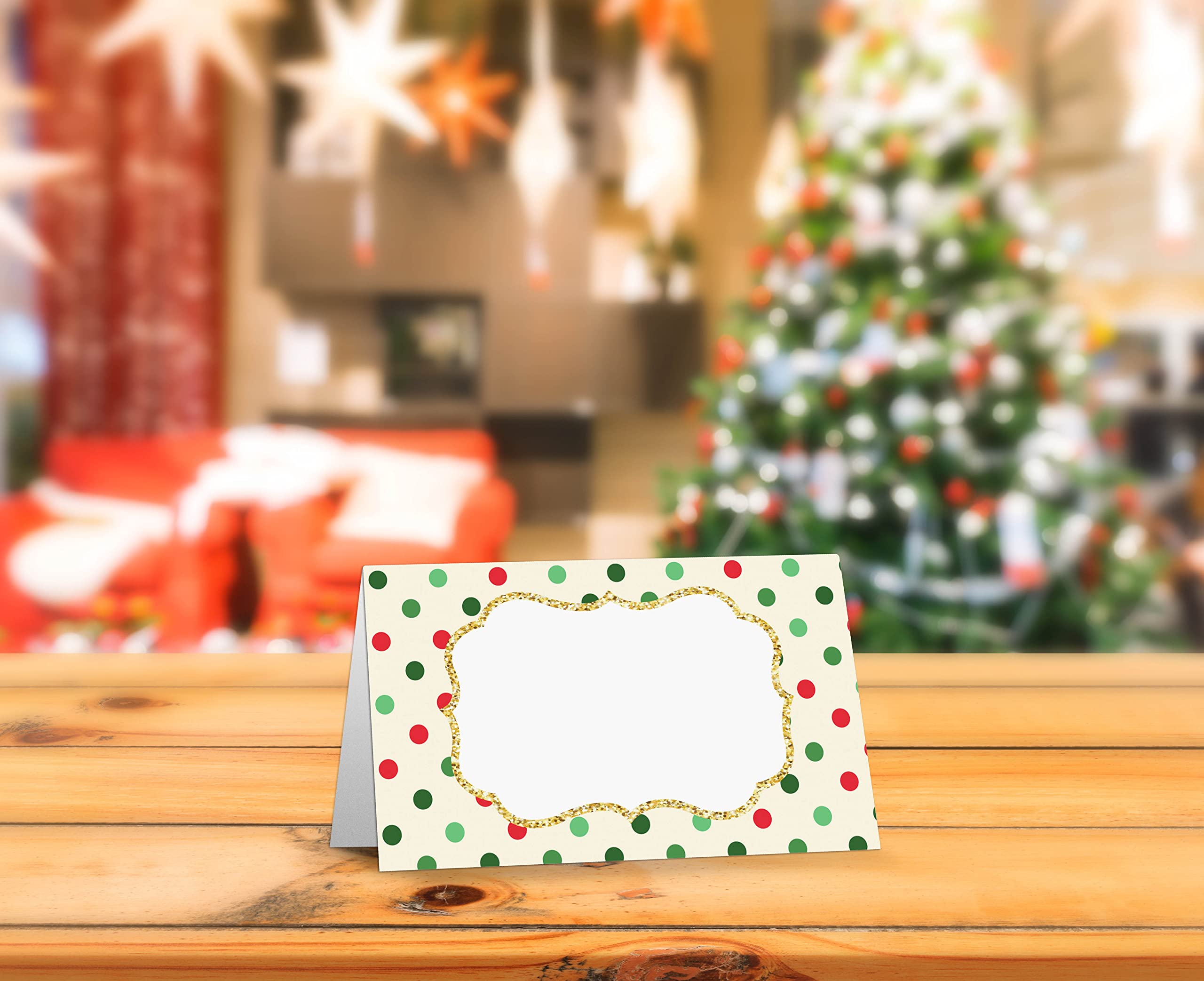 Table Place Card, Christmas Themed Tent Style Cards, Pack Of 25 Half-Fold Reception Place Card, Perfect For Christmas Party, Wed