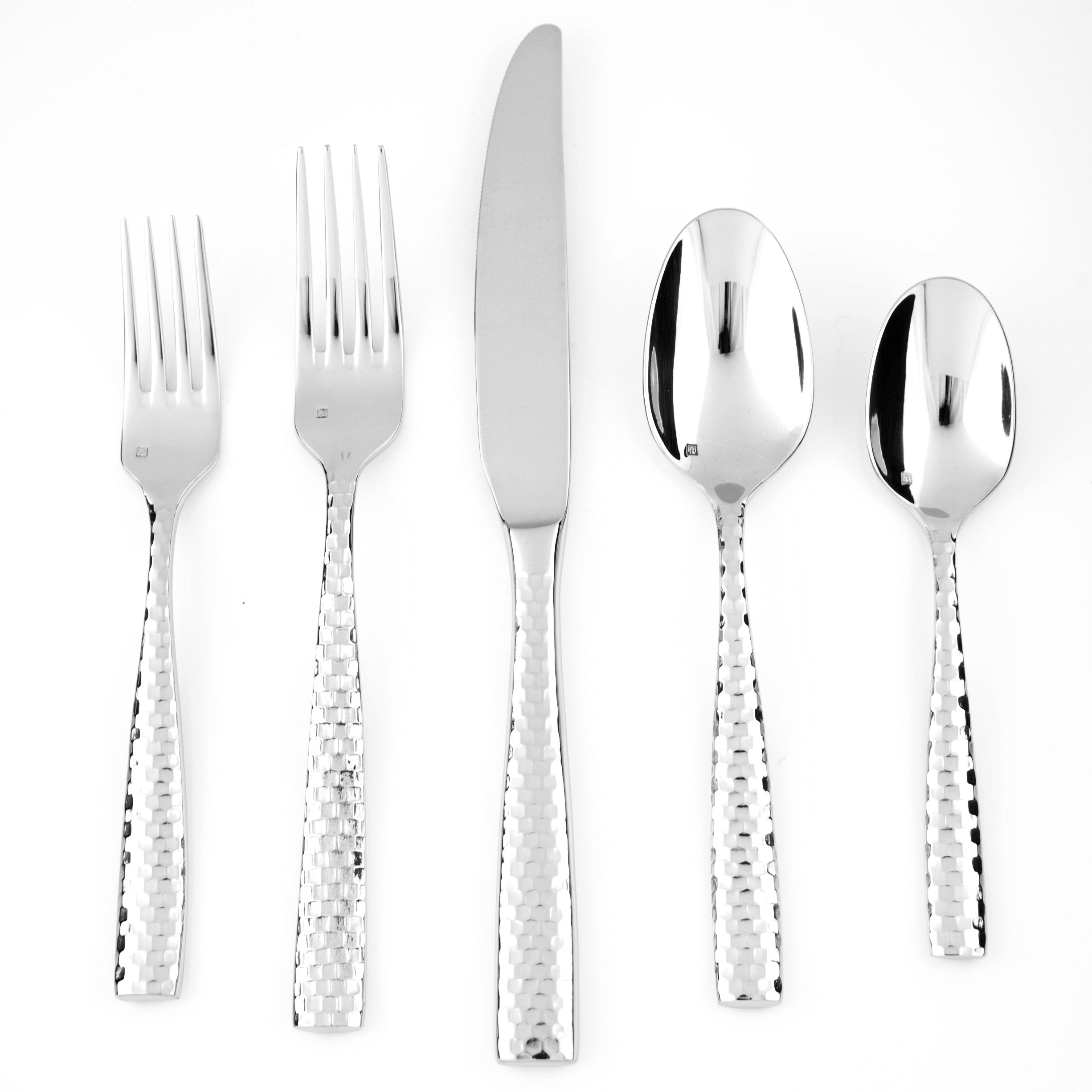 Fortessa Lucca Faceted 18/10 Stainless Steel Flatware Iced Tea Spoon, Set Of 12