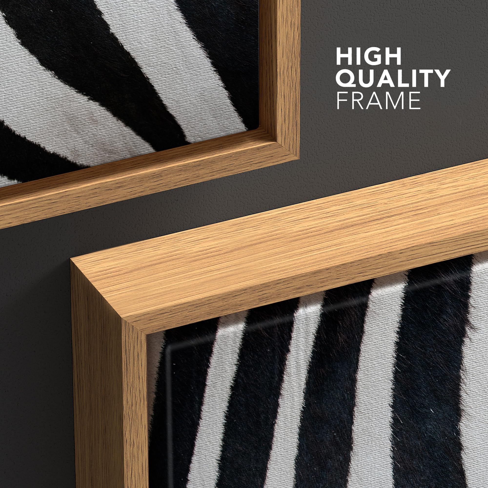 Wall26 Framed Framed Canvas Prints Wall Art Framed Framed Canvas Prints Wall Art - Zebra Fur/Skin Texture - 16''X16'' Natural
