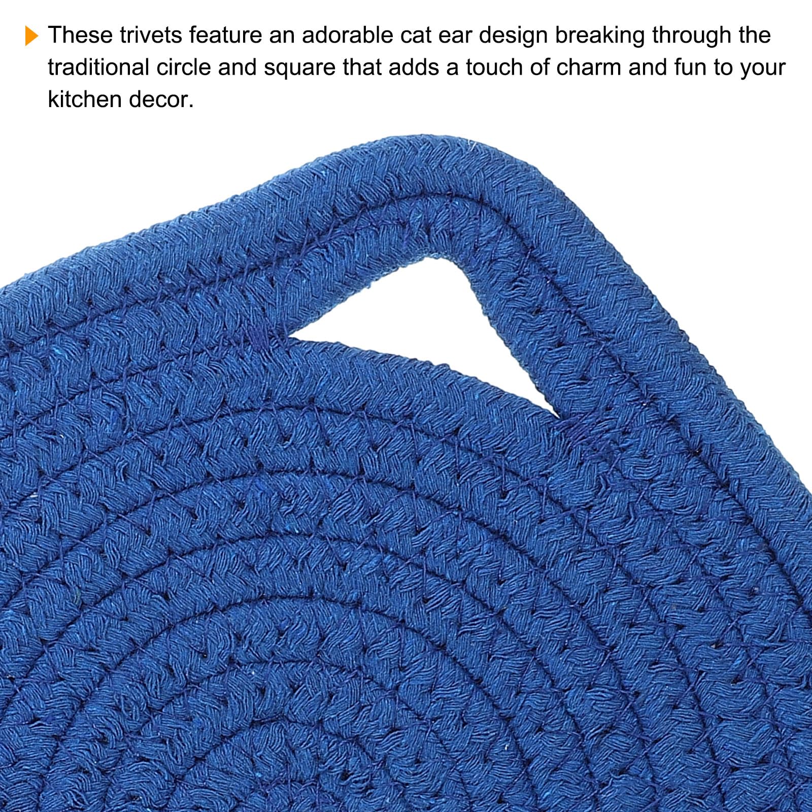 Uxcell Pot Holders, 3Pcs 7'' - Cotton Trivets Set, Cat Ear Heat Insulation Pad, Pot Holder For Cups, Plates, Hot Pots And Pans,