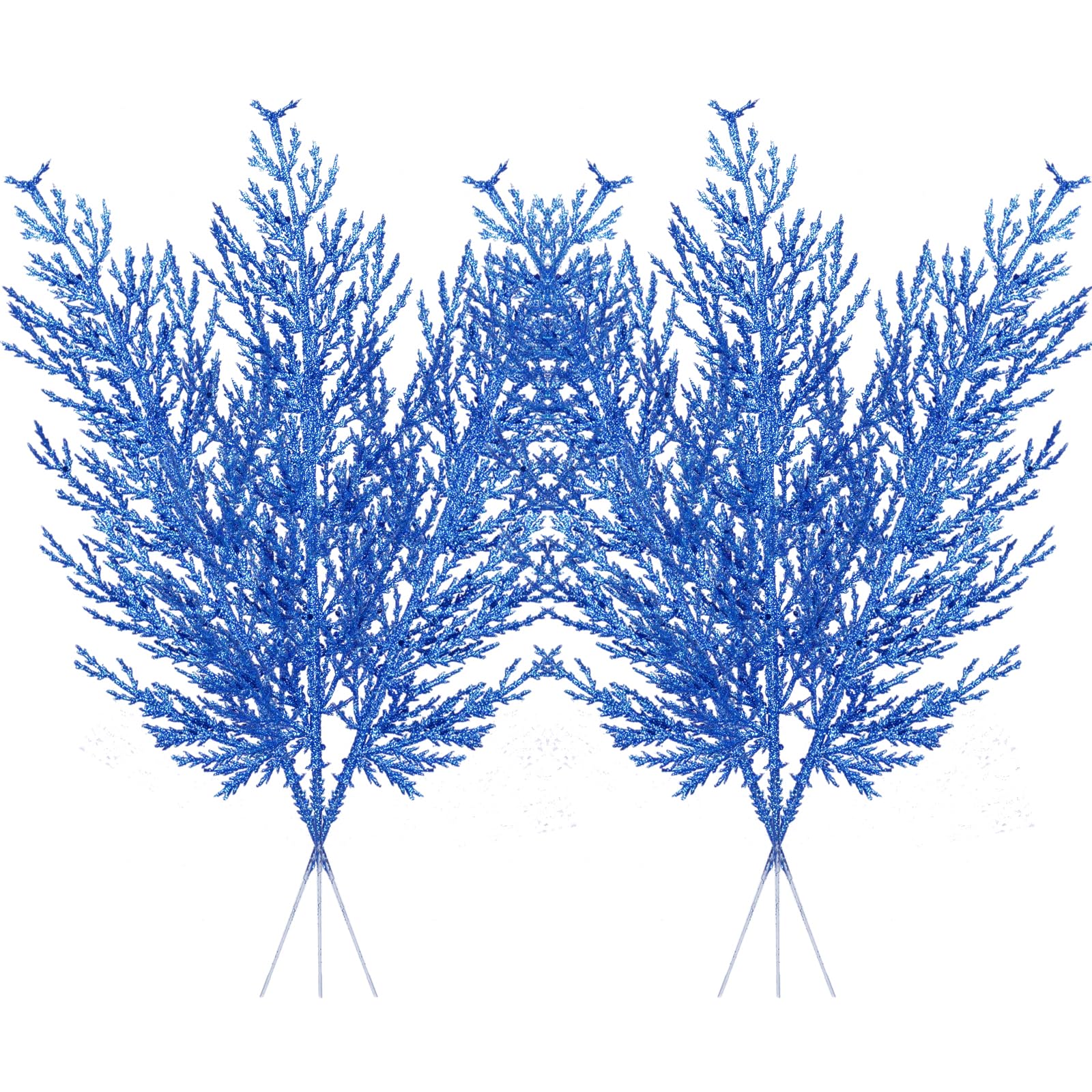 Christmas Glitter Stems 24pcs Artificial Pine Tree Picks for Christmas Tree Ornaments fillers, DIY Xmas Wreath, Crafts, Garland,