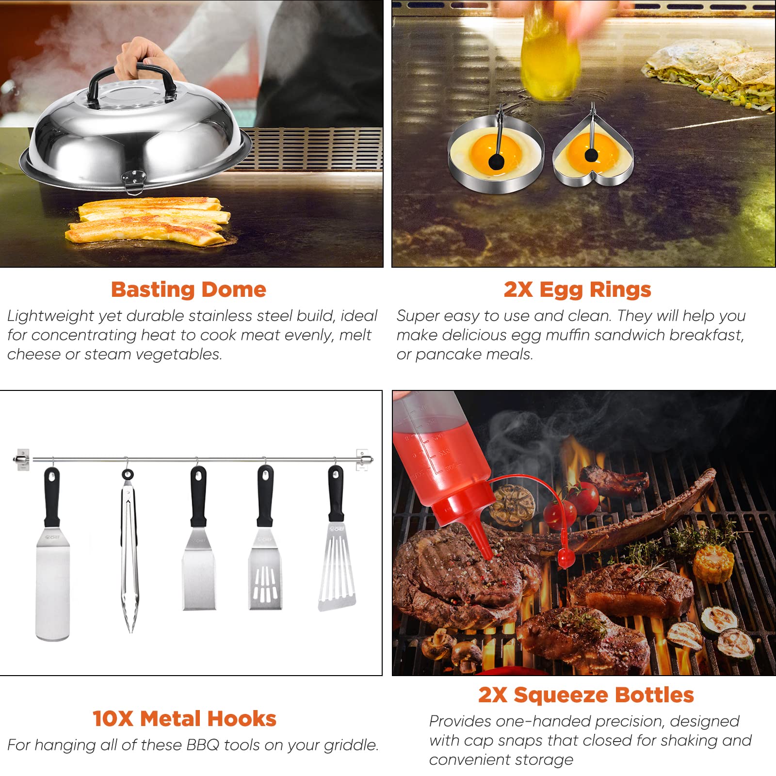 Commercial Chef Blackstone Griddle Accessories Kit - Blackstone Accessories - Hibachi Flat Top Griddle Accessories For Weber Gri