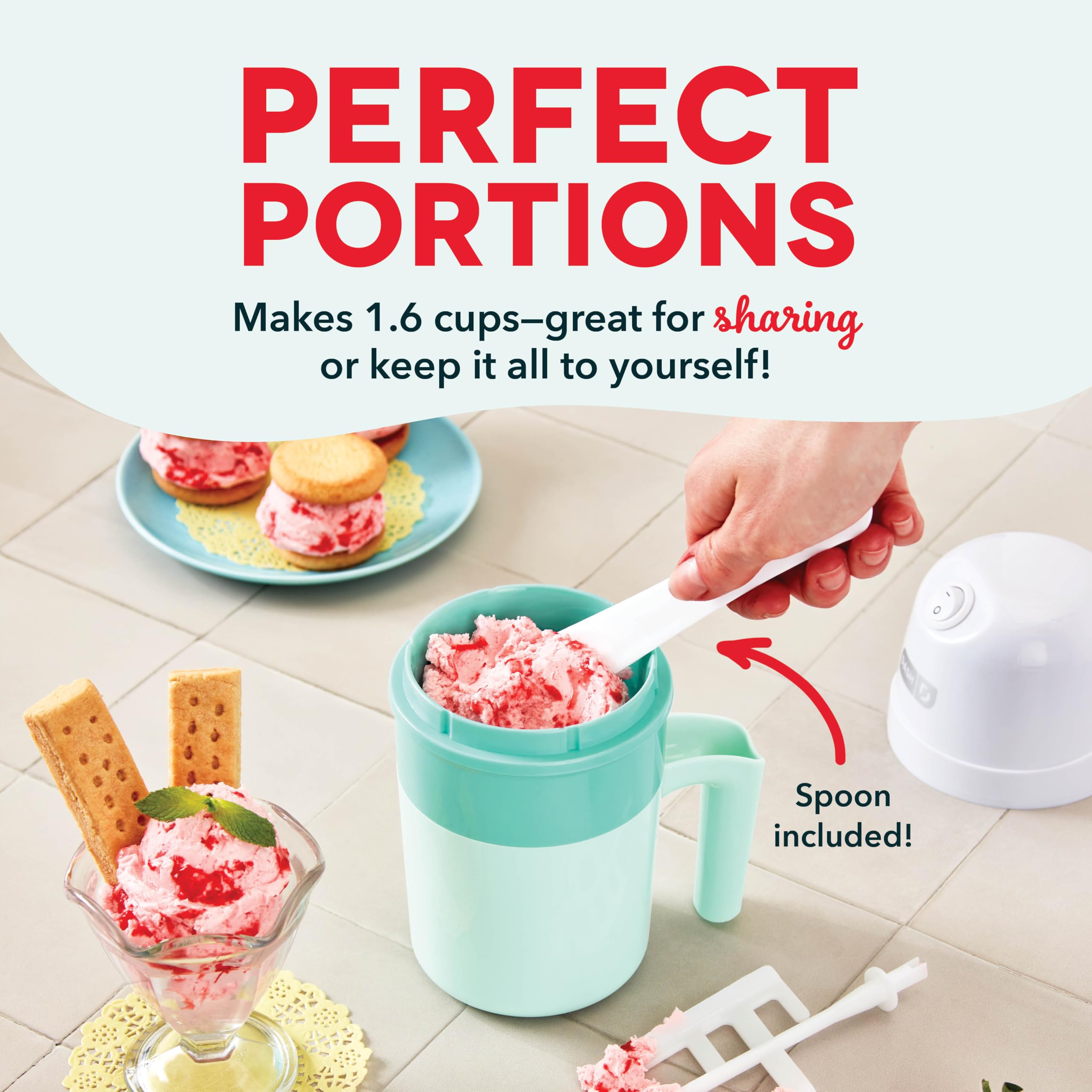 Dash My Pint Ice Cream Maker Machine (Aqua): Multi-Purpose Soft Serve Ice Cream Machine For Homemade Gelato, Sorbet, Frozen Yogu