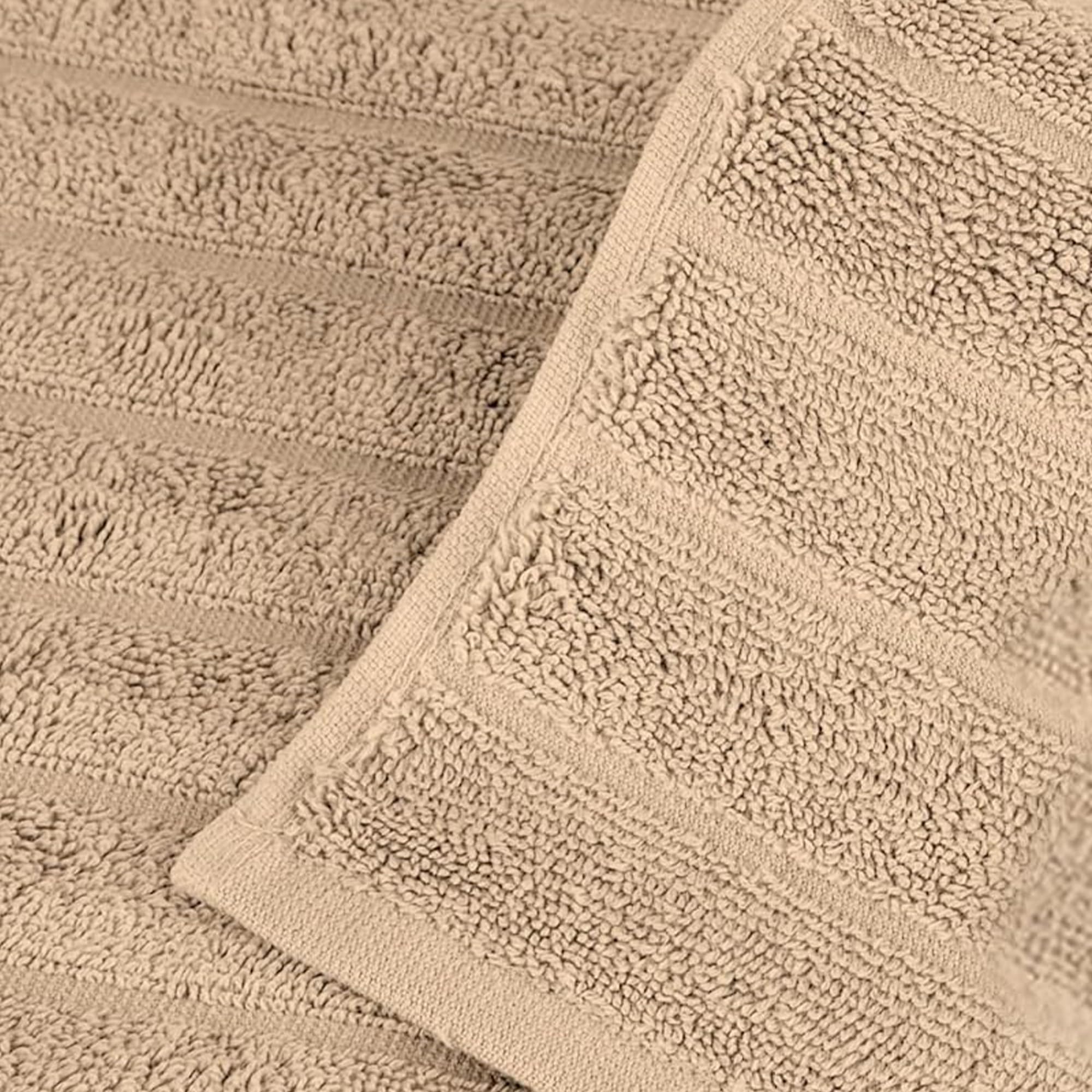 Classic Turkish Towels Luxury 6 Piece Towel Set - 2 Bath Towels  2 Hand Towels  2 Washcloths  Jacquard Ribbed  Absorbent  100% Turkish Cotton (Almond Beige)