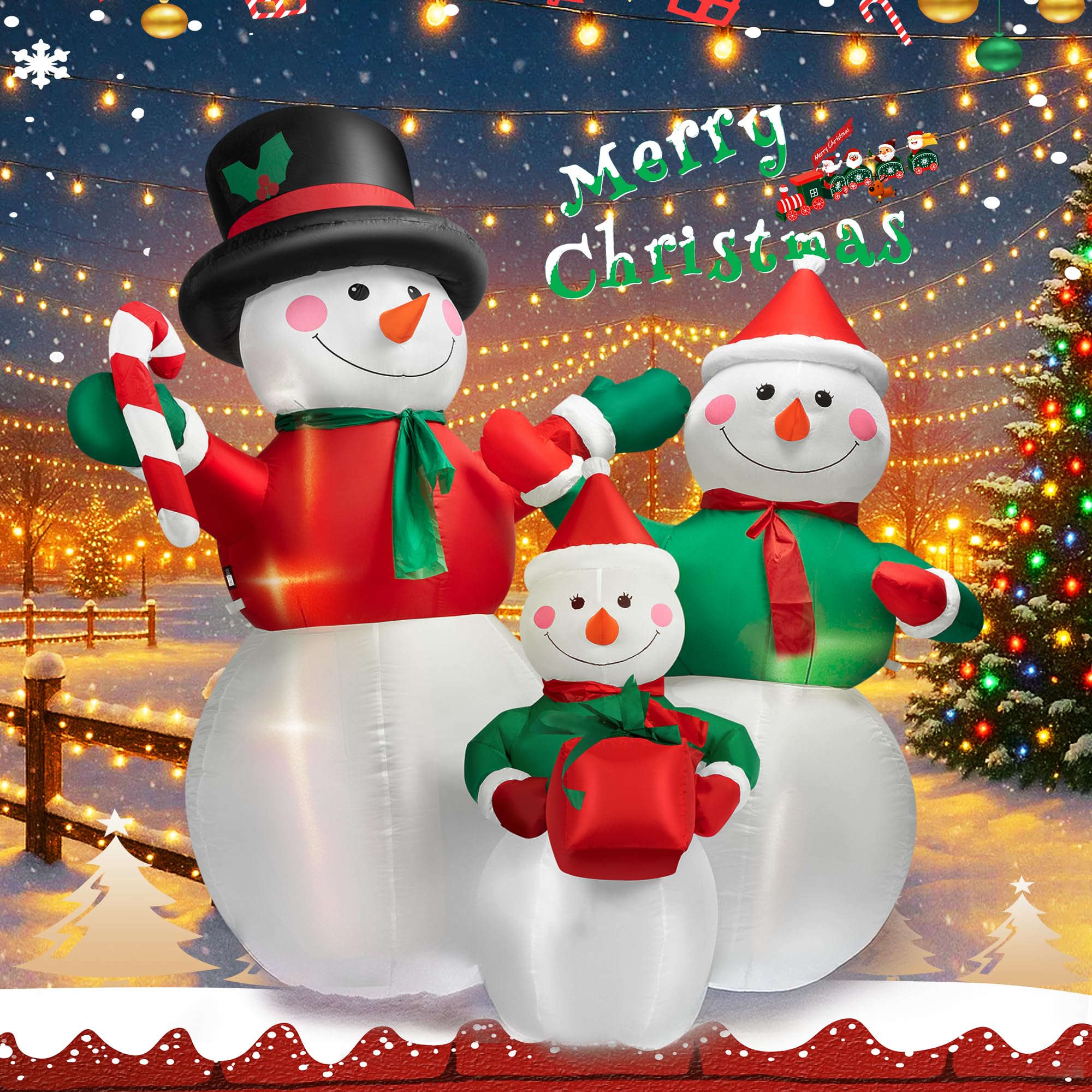VIVOHOME 6FT Christmas Inflatable Outdoor Decoration, Snowman Family, Navidad Blow Up Yard Decor with Built-in LED Light for Law