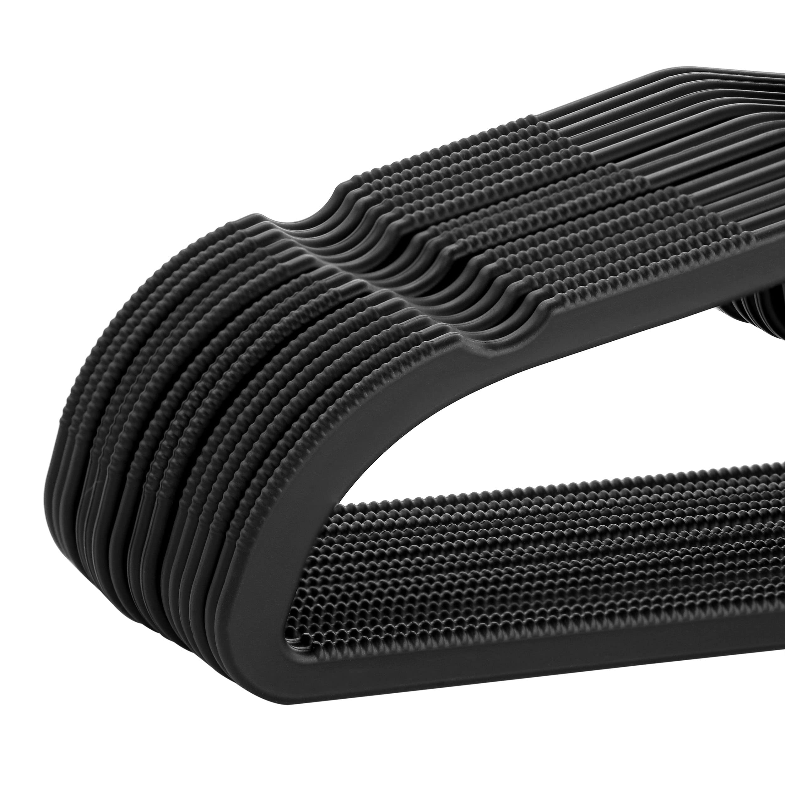 Elama Home 30 Piece Rubber Non Slip Hanger With Hanging Tab In Black