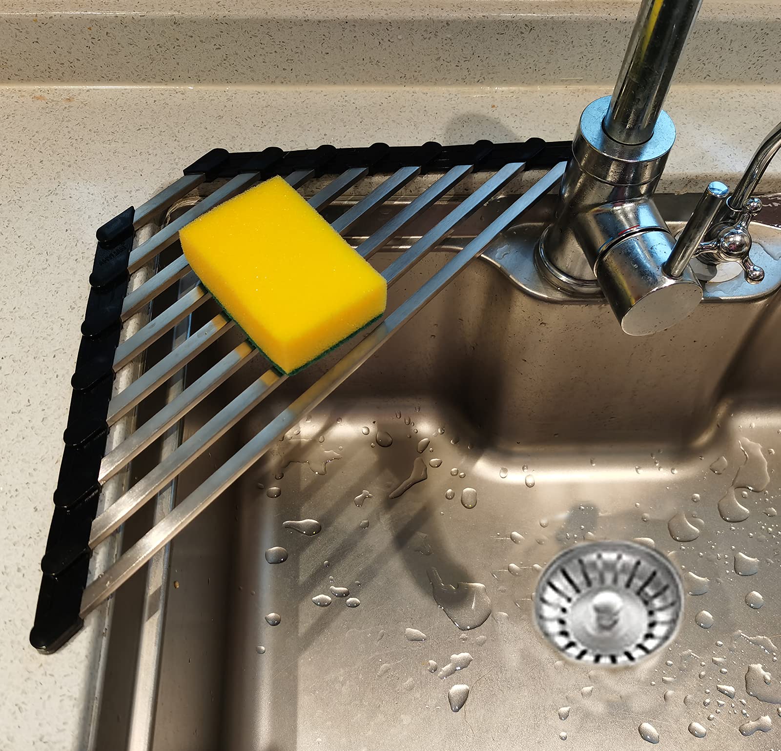 Ahyuan Corner Dish Drainer Over The Sink Drying Rack Corner Sus304 Cubic Stainless Still Kitchen Sponge Holder Corner Sink Spong