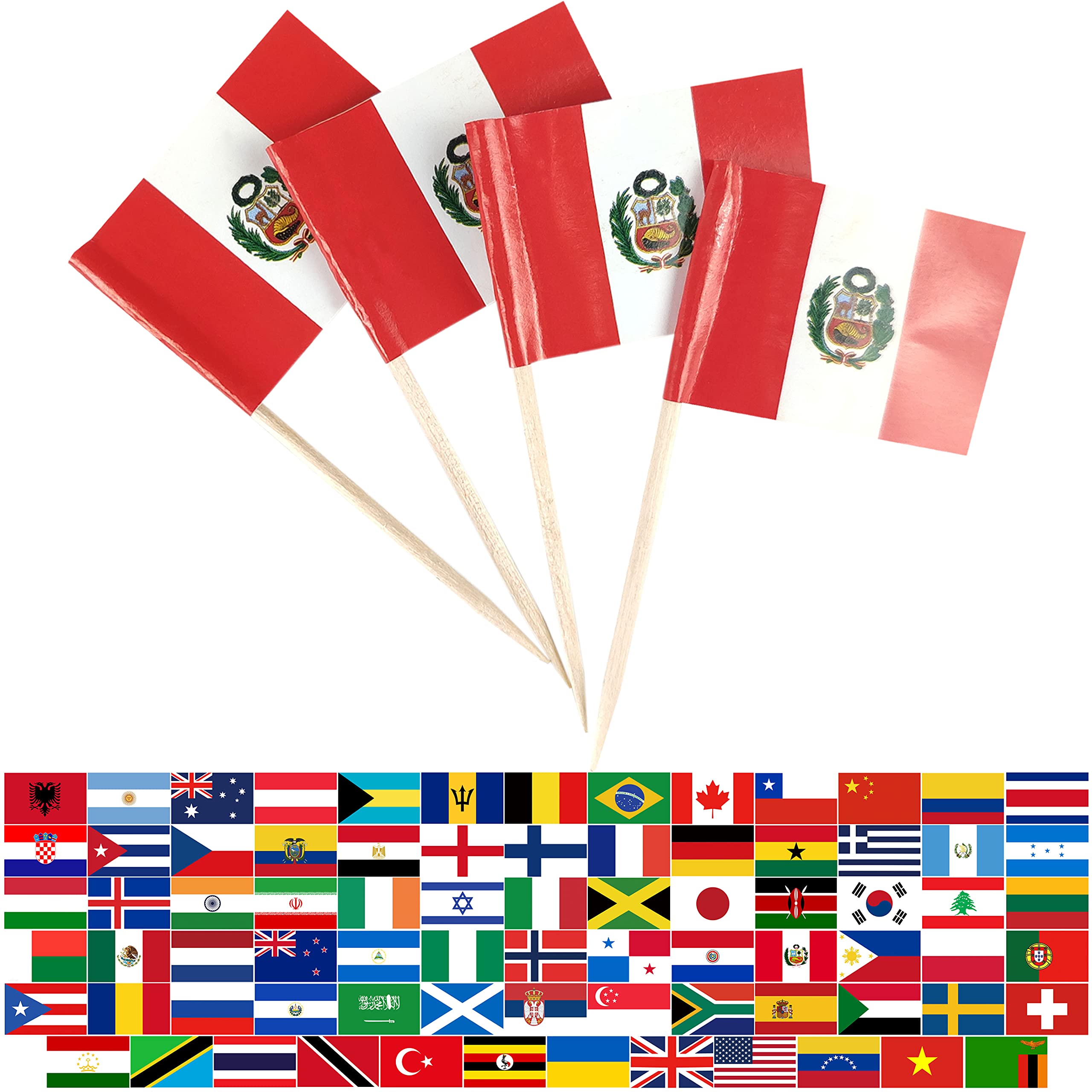 Jbcd Peru Toothpick Flag Peruvian Mini Small Cupcake Topper Flags (100 Pcs)