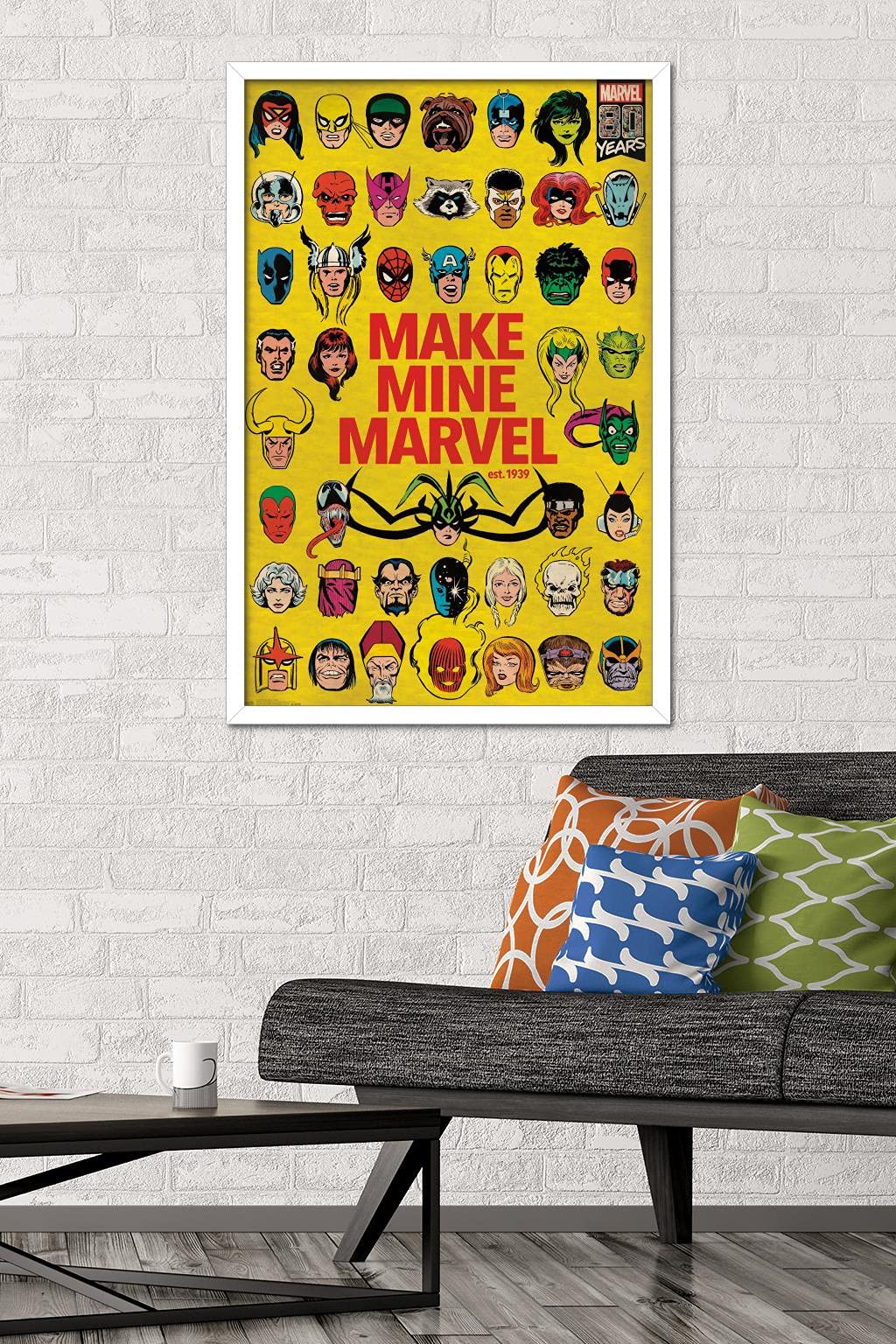 Trends International Marvel Comics - Marvel 80Th Anniversary - Group Wall Poster, 22.375'' X 34'', White Framed Version