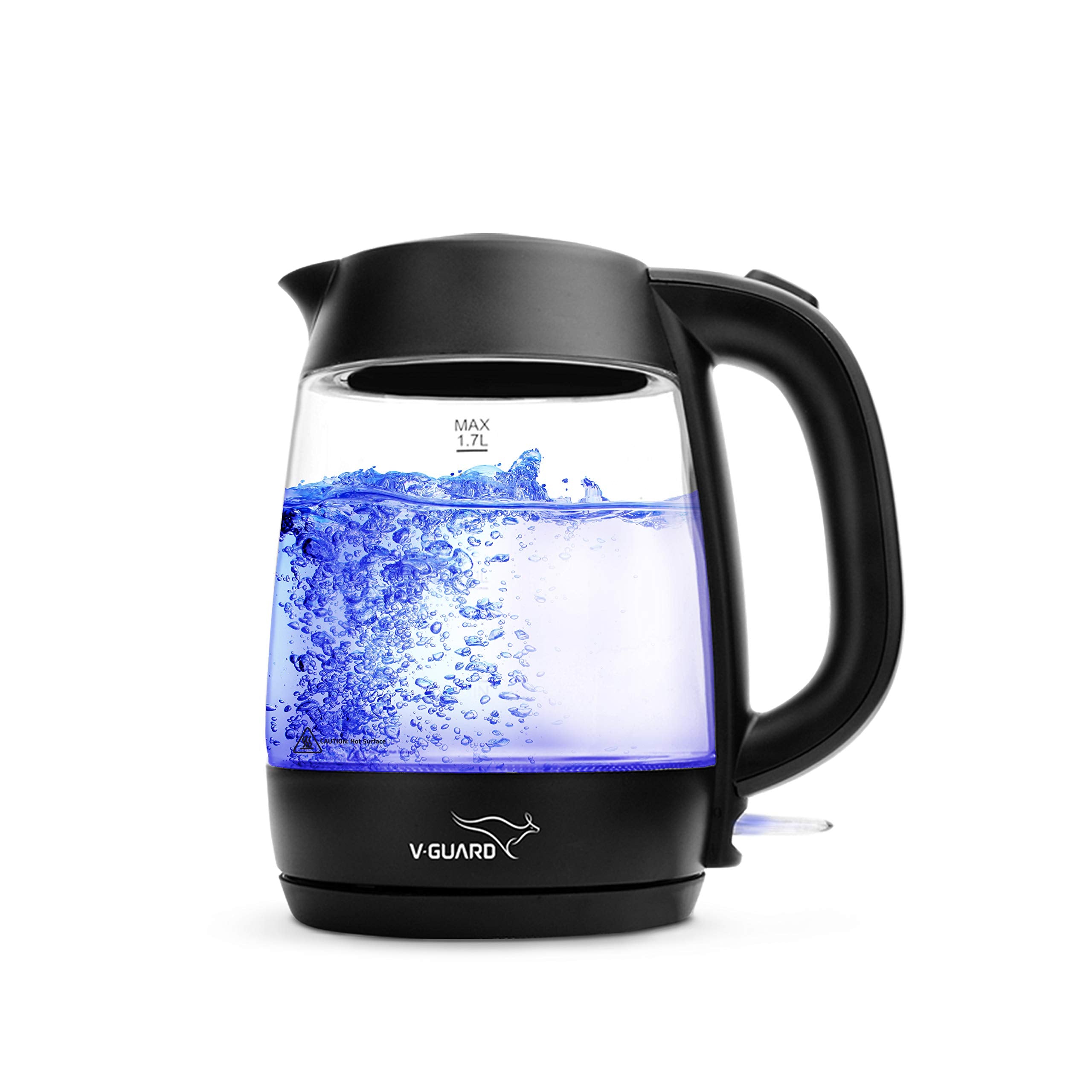 V-Guard Vkg17 Glass Electric Kettle For Hot Water | 1.7 Litre Heat-Resistant Borosilicate Glass | Color Illumination Cool Touch 