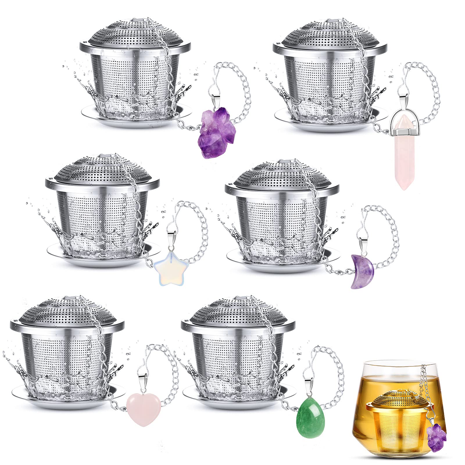Tea Infusers For Loose Tea 6 Sets Loose Leaf Tea Steeper Tea Strainer Stainless Steel Tea Ball For Loose Tea Holder Tea Mesh Str