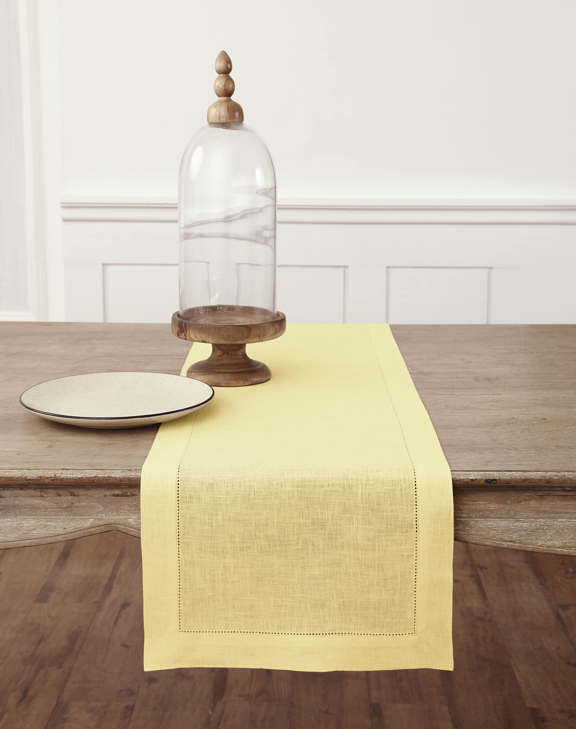 Solino Home Linen Yellow Table Runner 132 Inches Long - 100% Pure Linen Classic Hemstitch Dining Table Runner 14 X 132 Inch Idea