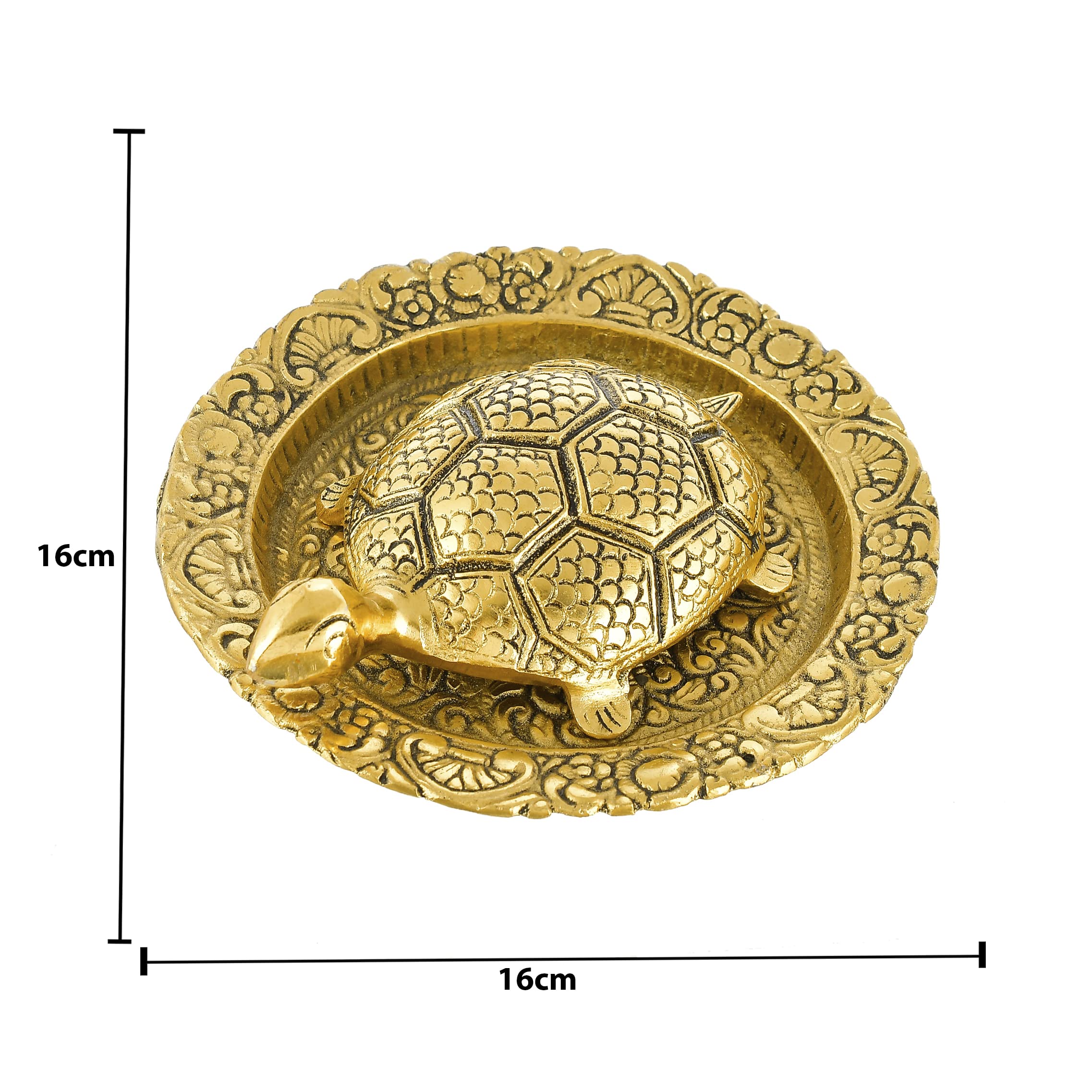 Great Art Metal Kachua On Gold Metal Plate Vastu Yantra Turtle Feng Shui Decorative Good Luck Showpiece For Home And Office (Gol