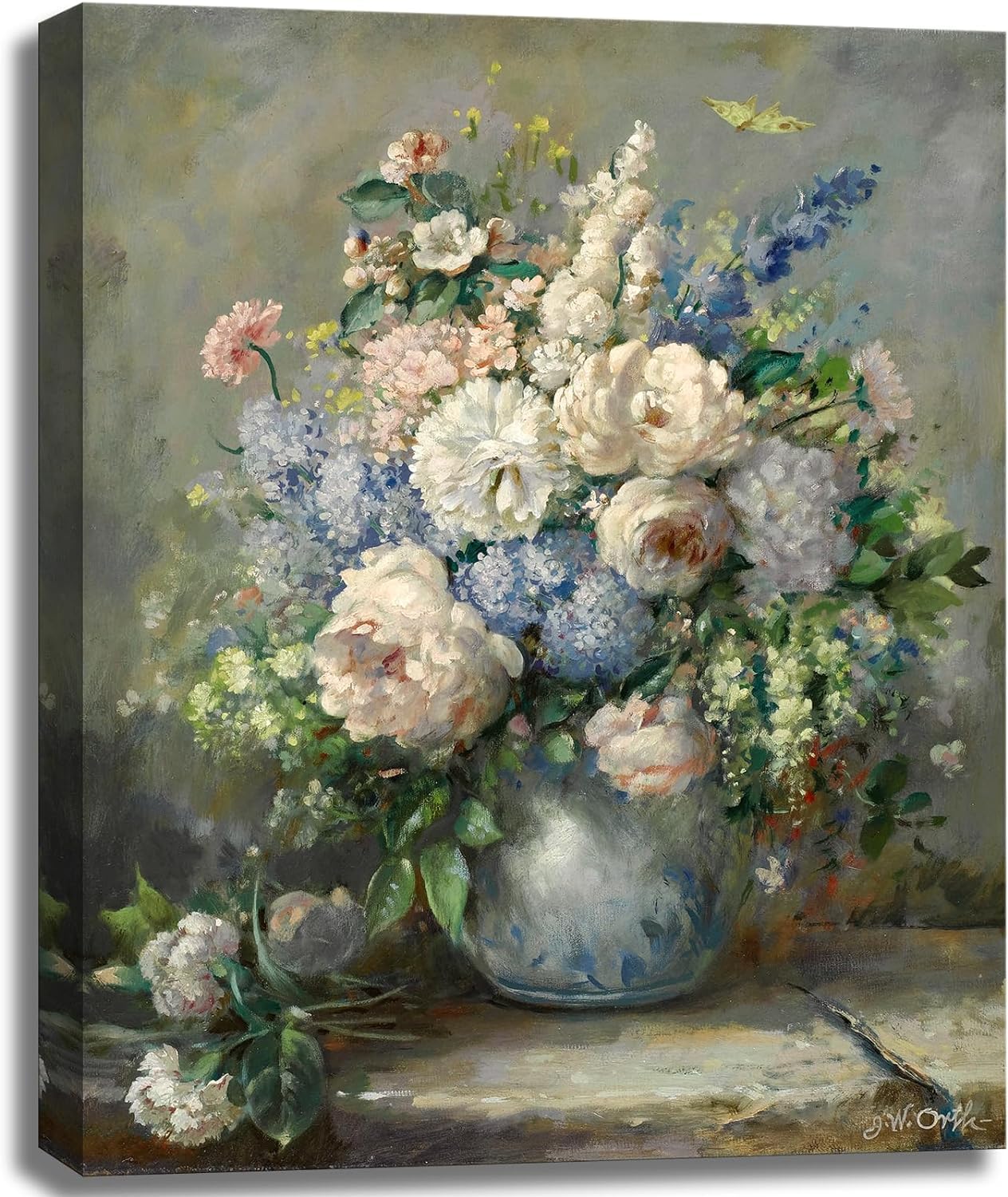 Msspart Pierre Auguste Renoir Canvas Wall Art Print - Spring Bouquet Floral Oil Painting Reproduction Classic Flowers Artwork Po