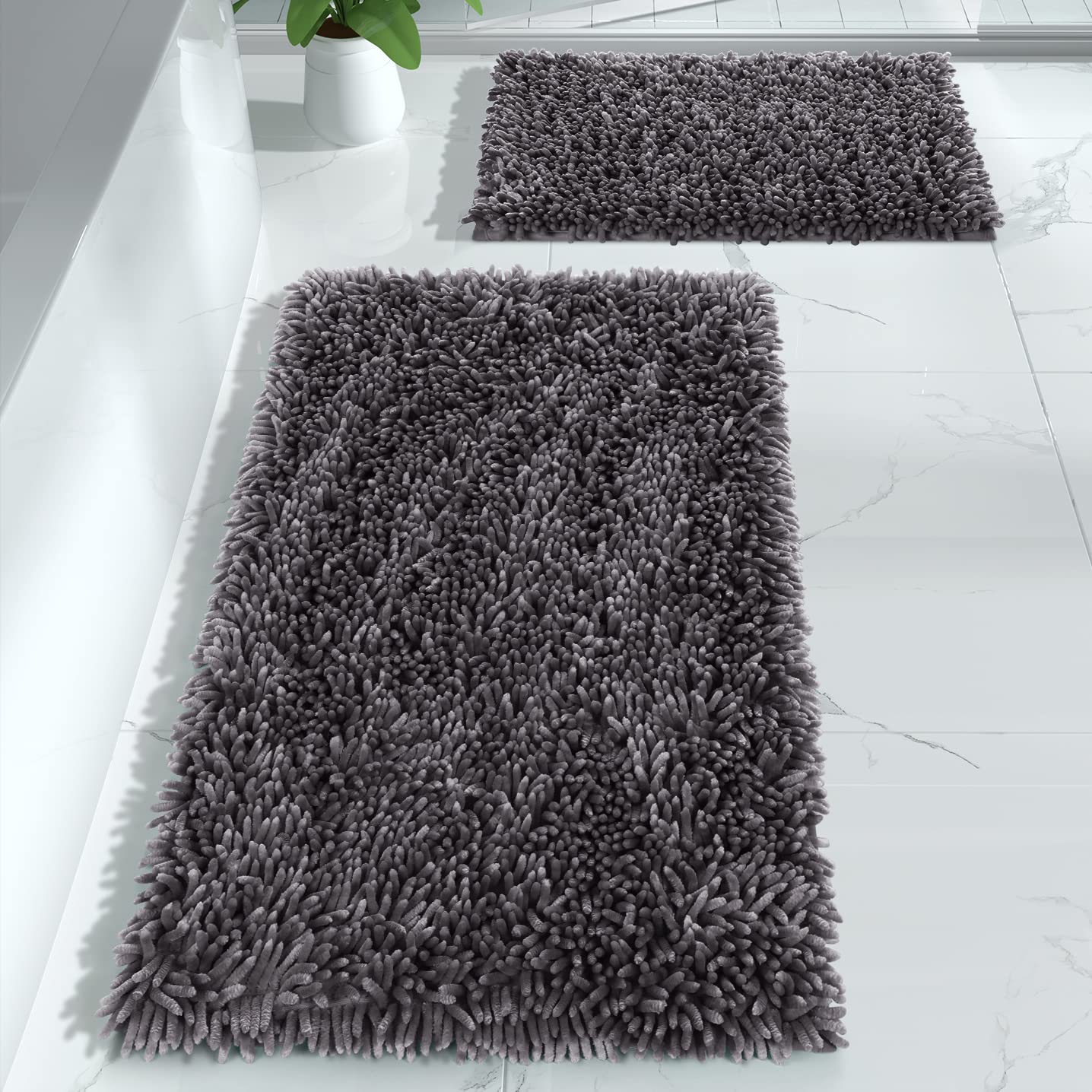 Yimobra Bathroom Rugs Sets 2 Piece, Luxury Shaggy Extra Thick Bathroom Rugs, Plush Non-Slip Mats For Bath Room Floor, Machine Wa