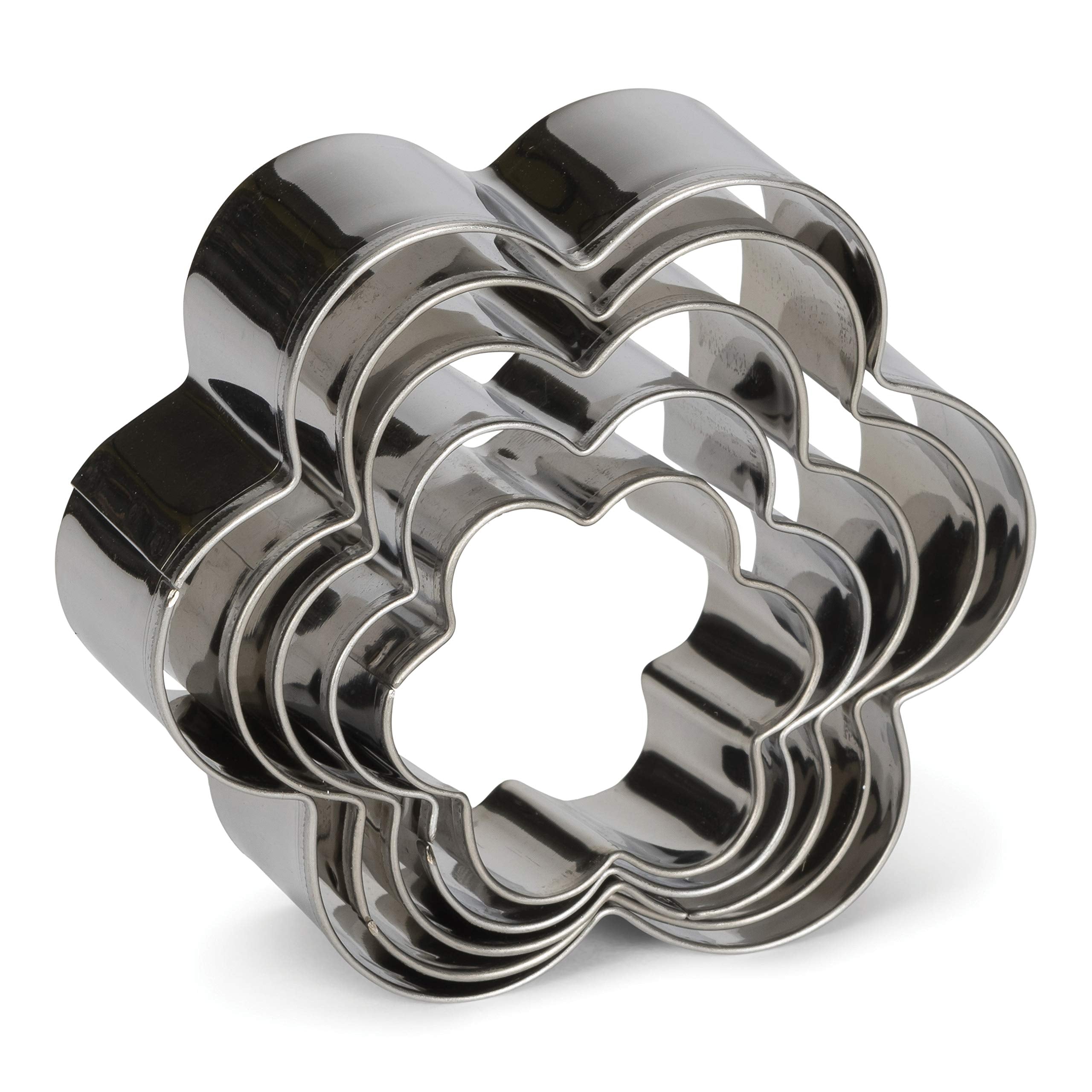 Patisse Cookie Cutter Set Flower Design,5-Pcs Stainless Steel, 13/16'', Metal