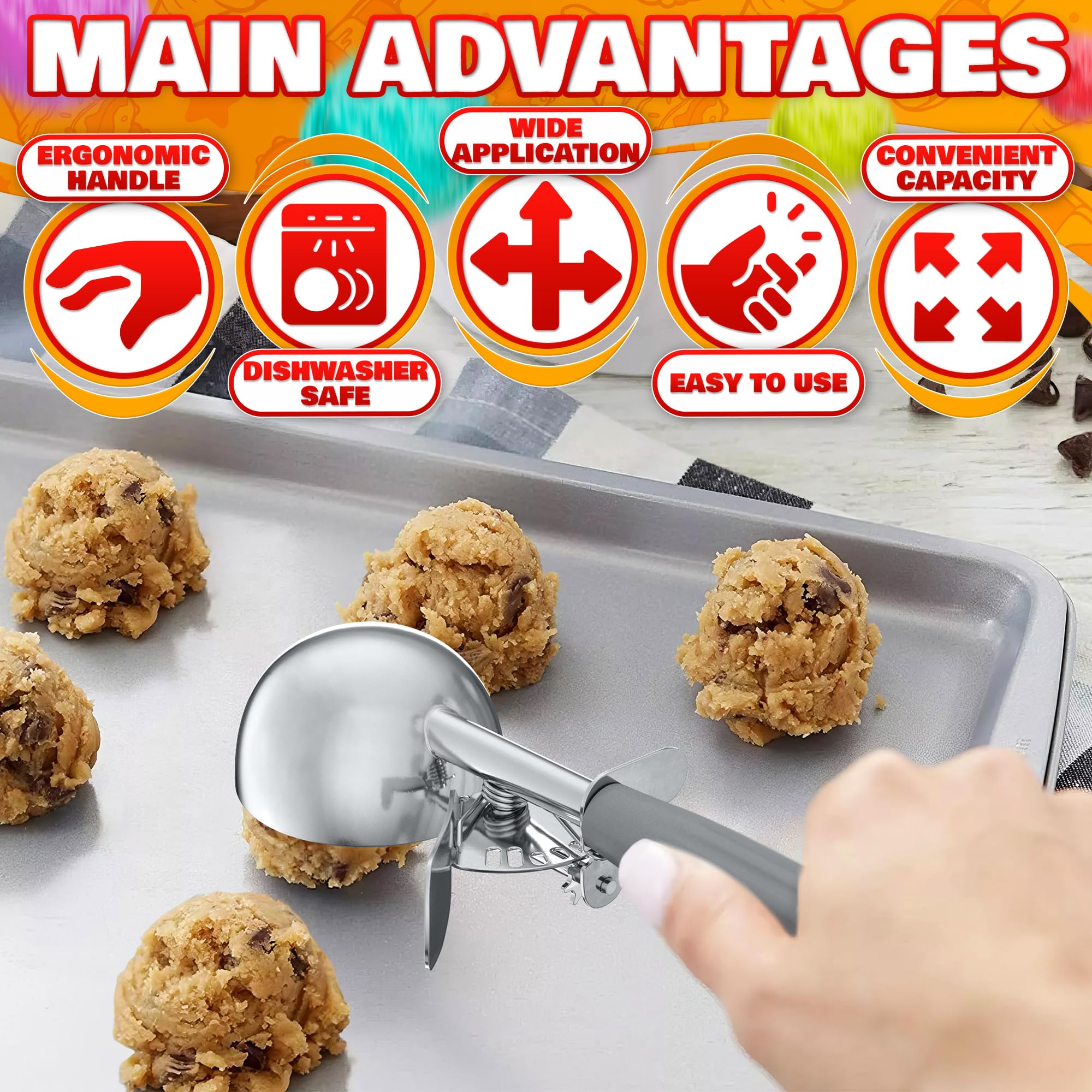 Stainless Steel Ice Cream Scoop With Trigger - #8 Stainless Steel Ice Scoops For Cookie Dough Measuring Scoops Metal Cup Cake Ma