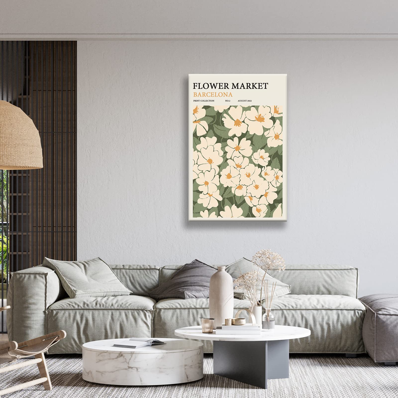 Zzuyi Flower Market Poster Decor Green And White Fresh Art Poster Canvas Poster For Living Room, Bed Room, Office Home Decoratio